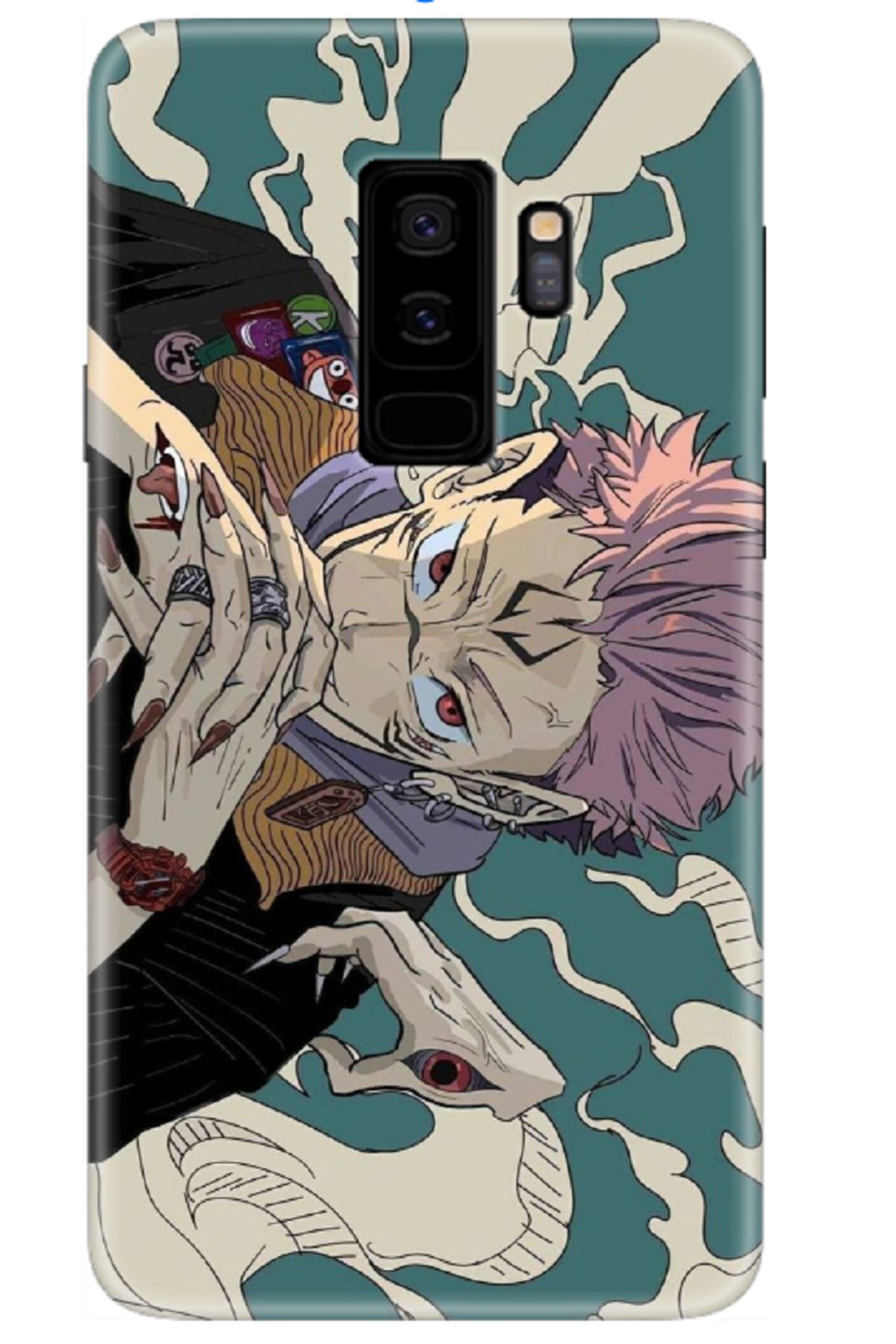 Newon SAMSUNG GALAXY S9 PLUS JUJUTU KAİSEN RYOMEN SUKUNA BASKILI İÇİ KADİFE SİLİKON TELEFON KILIFI