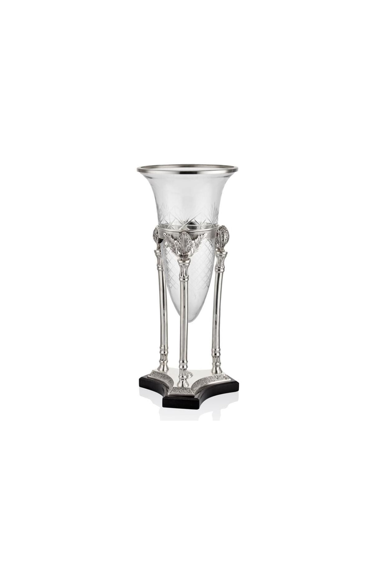 LAMEDORE Zeus Konik Camlı Silver Büyük Boy Vazo 25.5 x 25.5 x 59.5 Cm