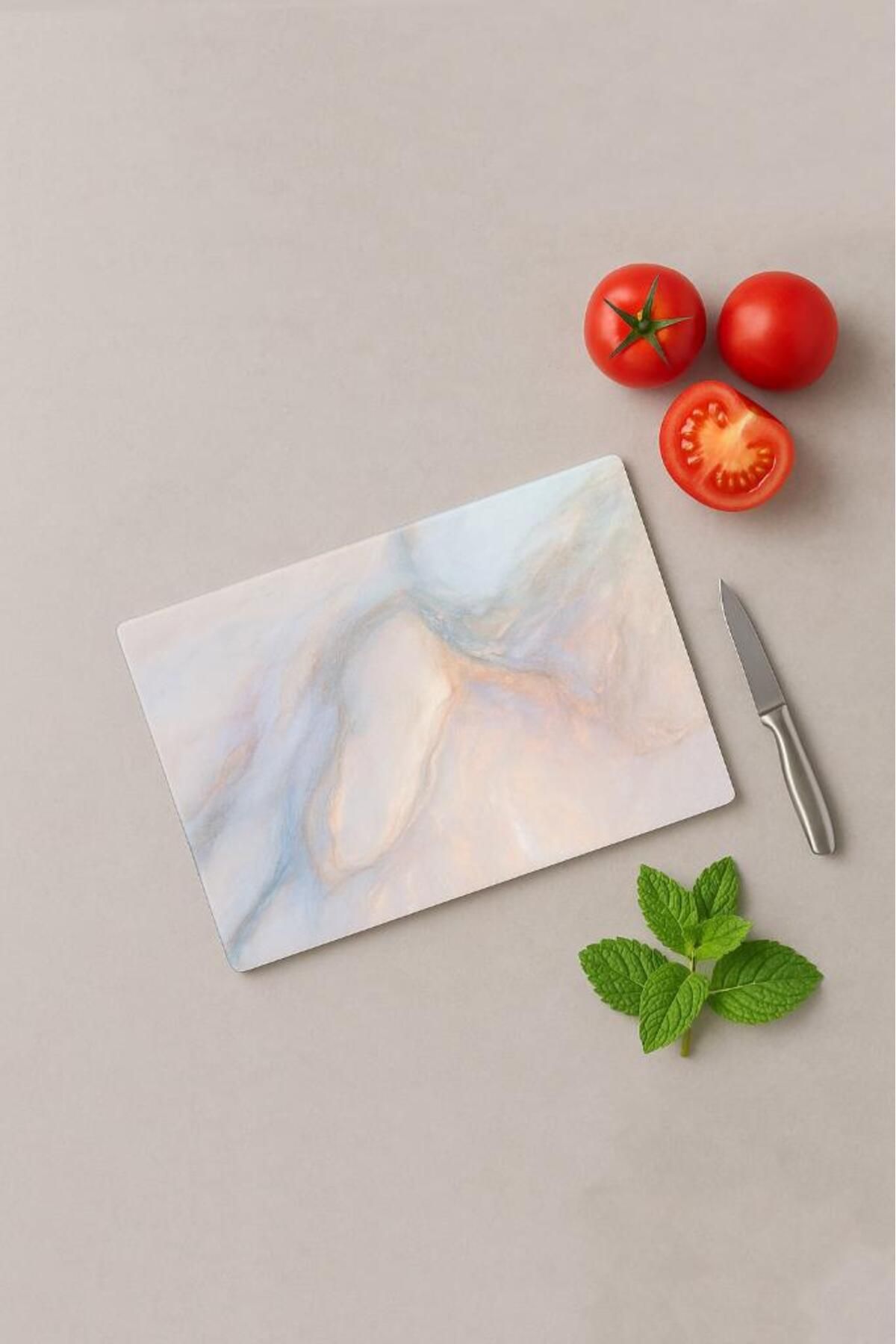 Miabella Home 25x35 Cam Kesme Tahtası | Antibakteriyel, Oval Kenar, Pembe – Sunum & Mutfak Kullanımı