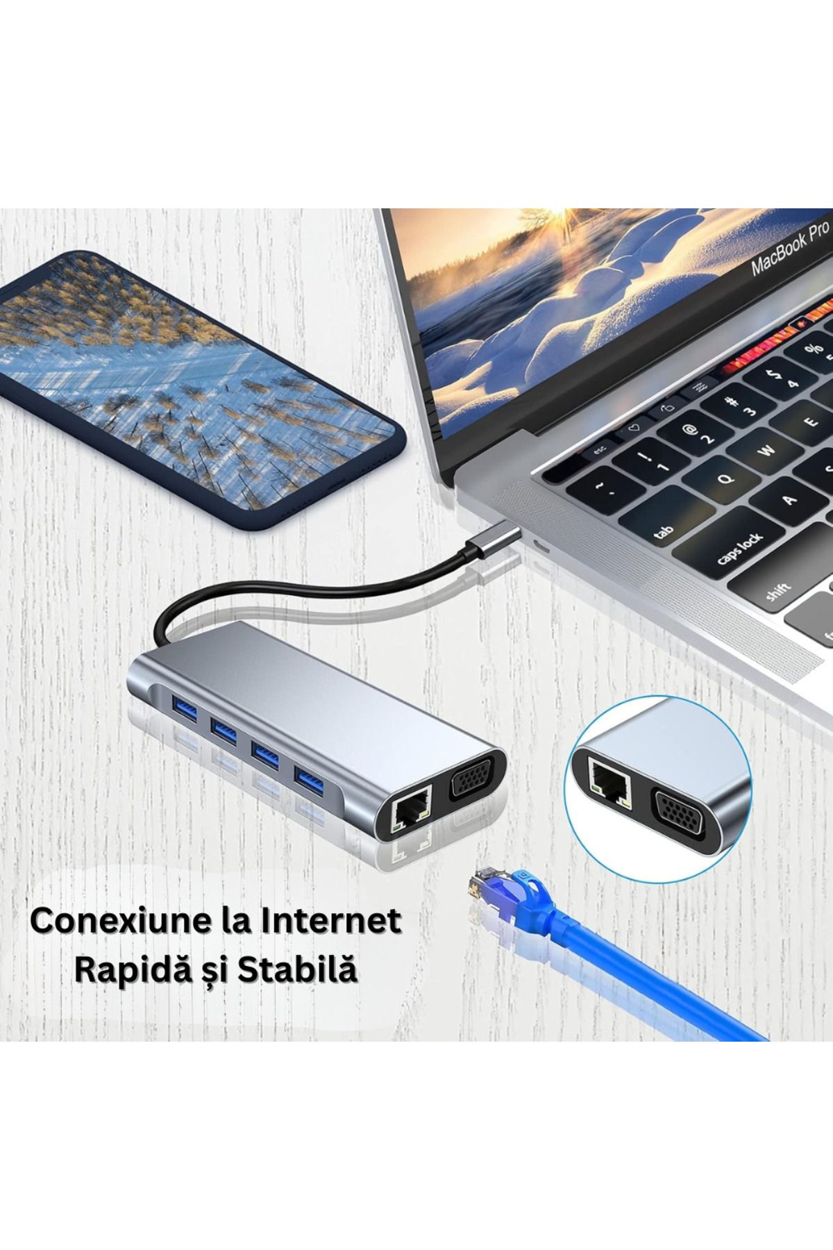 Velixo-11-in-1 USB-C Hub, 2xHDMI 4K, USB-A 3.1, USB-C, RJ45, SD/TF, 87W PD, Dock for Laptop/MacBook, Grey 5