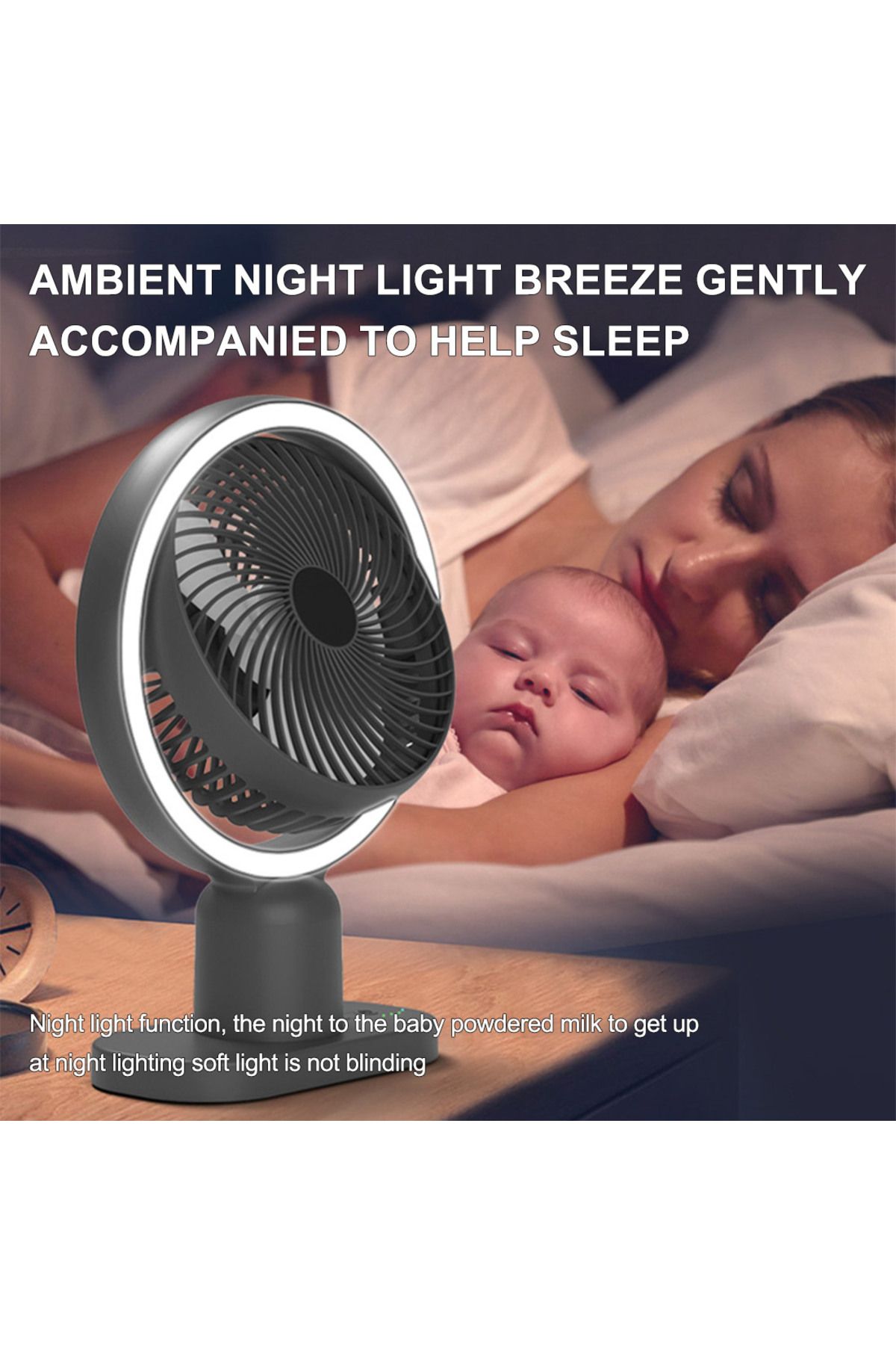 ET-LIFE-Multi-Functional Portable Rechargeable Fan With Dimmable Lighting Lamp, Table fan,Makeup lamp 3