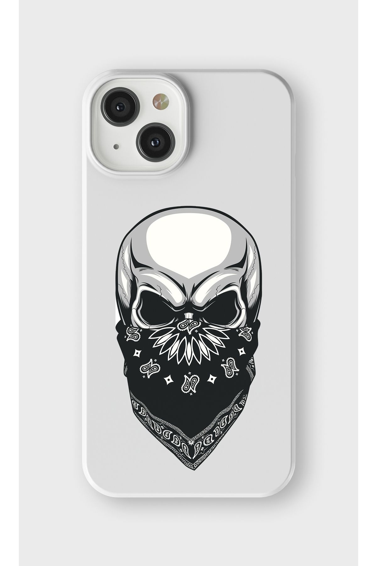lelia iPhone 12 Mini Uyumlu Kuru Kafa Tasarımlı İçi Kadife Lansman Beyaz Silikon Kılıf