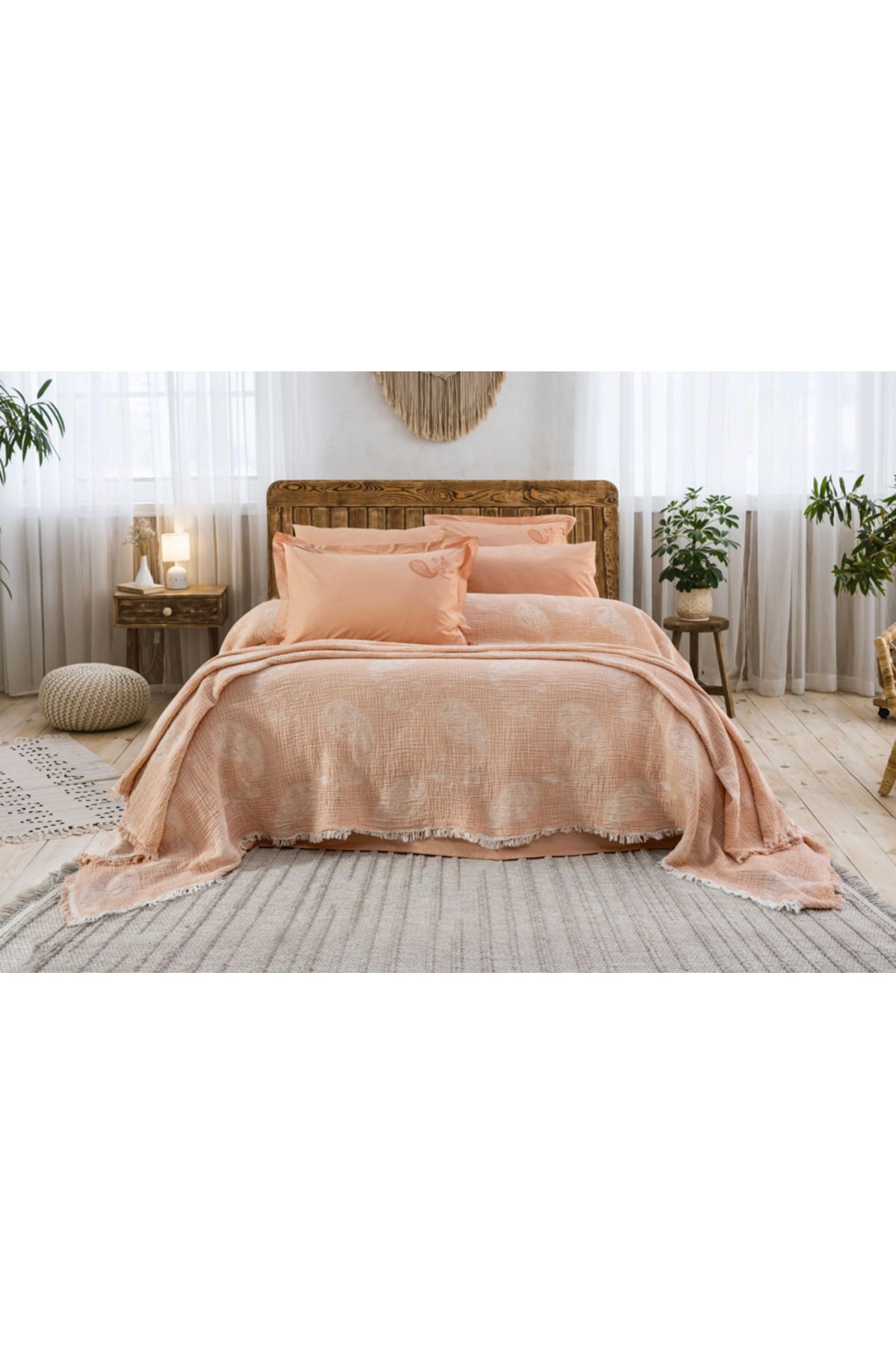 NETAVANTAJ Nijuu Home Selection Concept Edna Somon Çift Kişilik Müslin Pike Takımı