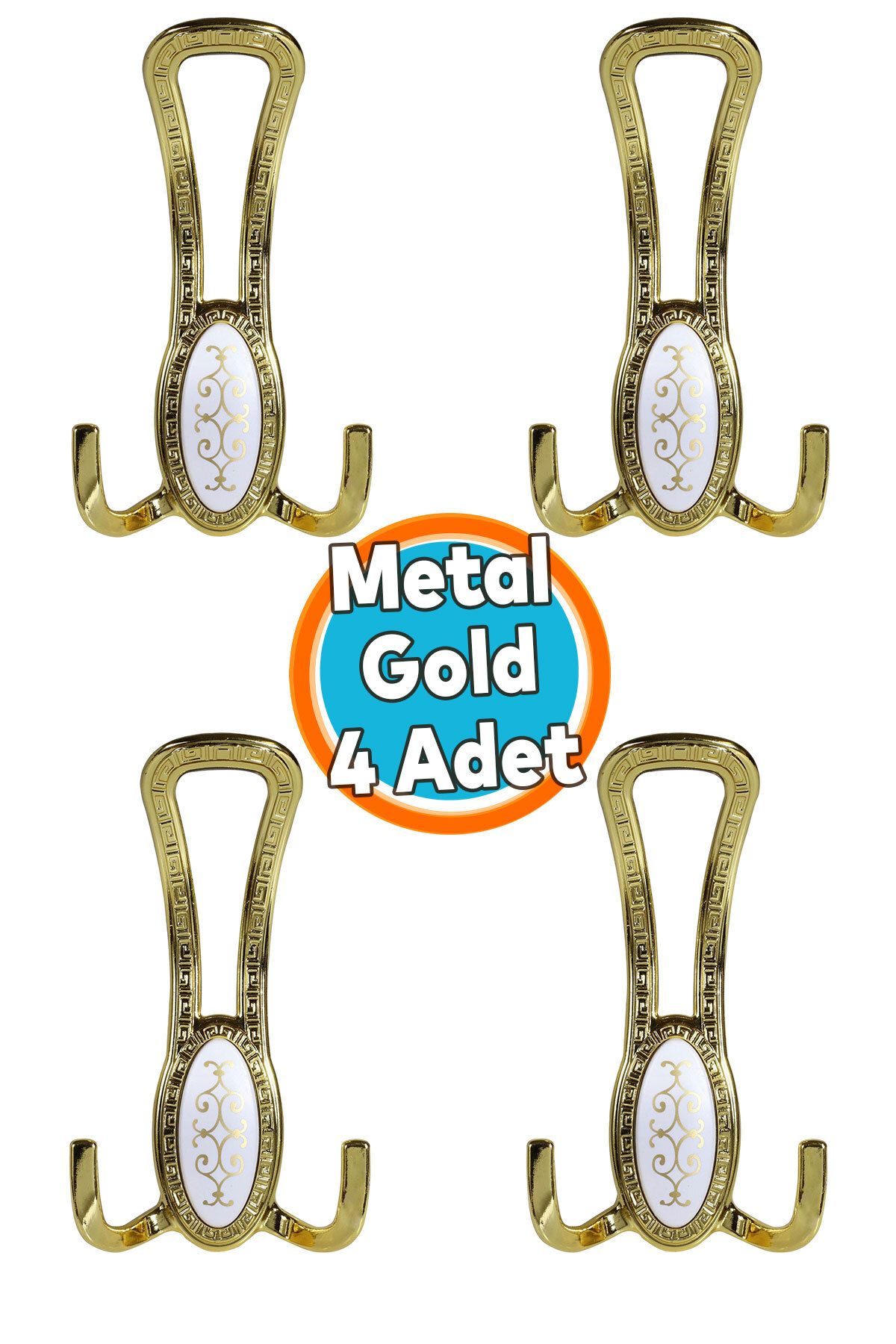 NZB Metal Portmanto Vestiyer Duvar Dolap Elbise Mobilya Kapı Askısı Askılığı Askılık Gold Altın (4 Adet)
