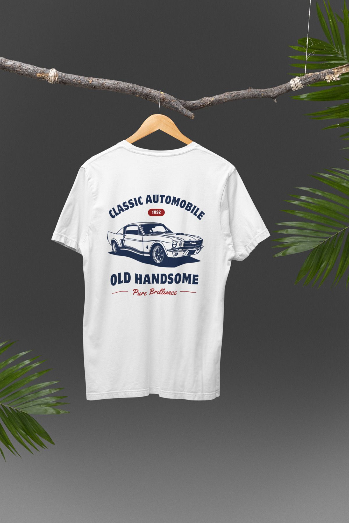 Lyonis Unisex Beyaz CLASSIC AUTOMOBILE Baskılı Bisiklet Yaka Penye T-Shirt