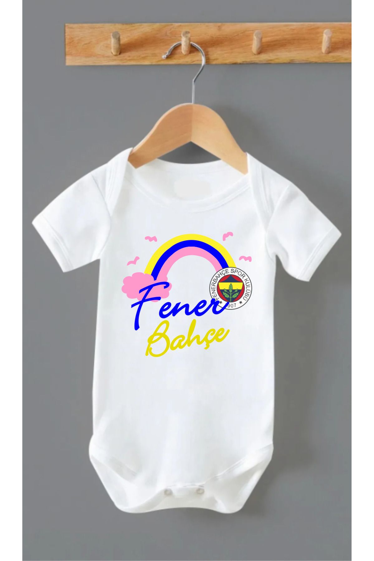 Outdoor One Organik %100 Pamuk Pembe Tasarım F Bebek Body Badi Çıtçıtlı Zıbın
