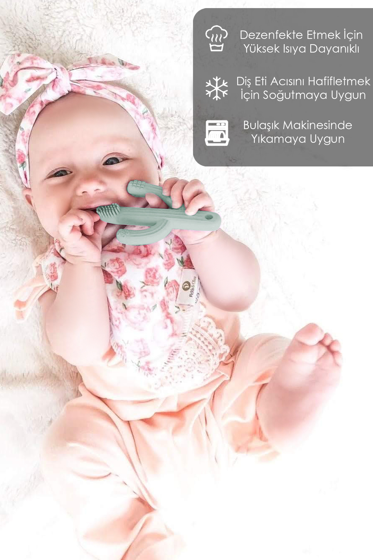 Meleni Baby 3'lü Silikon Diş Kaşıyıcı Set - Kaktüs Zürafa Figürlü Diş Kaşıyıcı Bebek Diş Kaşıma Emziği Yeşil fotoğrafı 5 (önizleme)