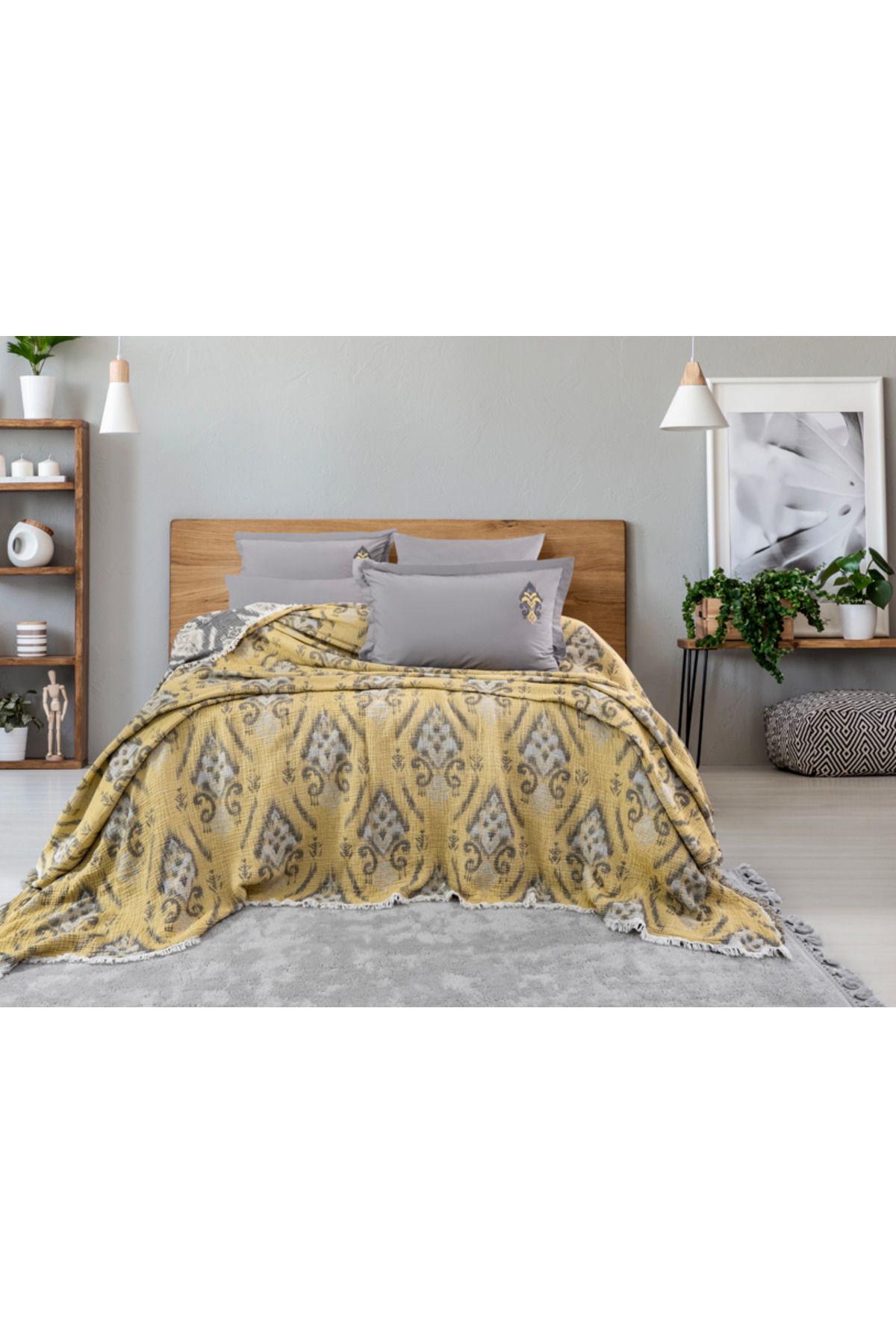 NETAVANTAJ Nijuu Home Selection Concept Rustik Hardal Çift Kişilik Müslin Pike Takımı