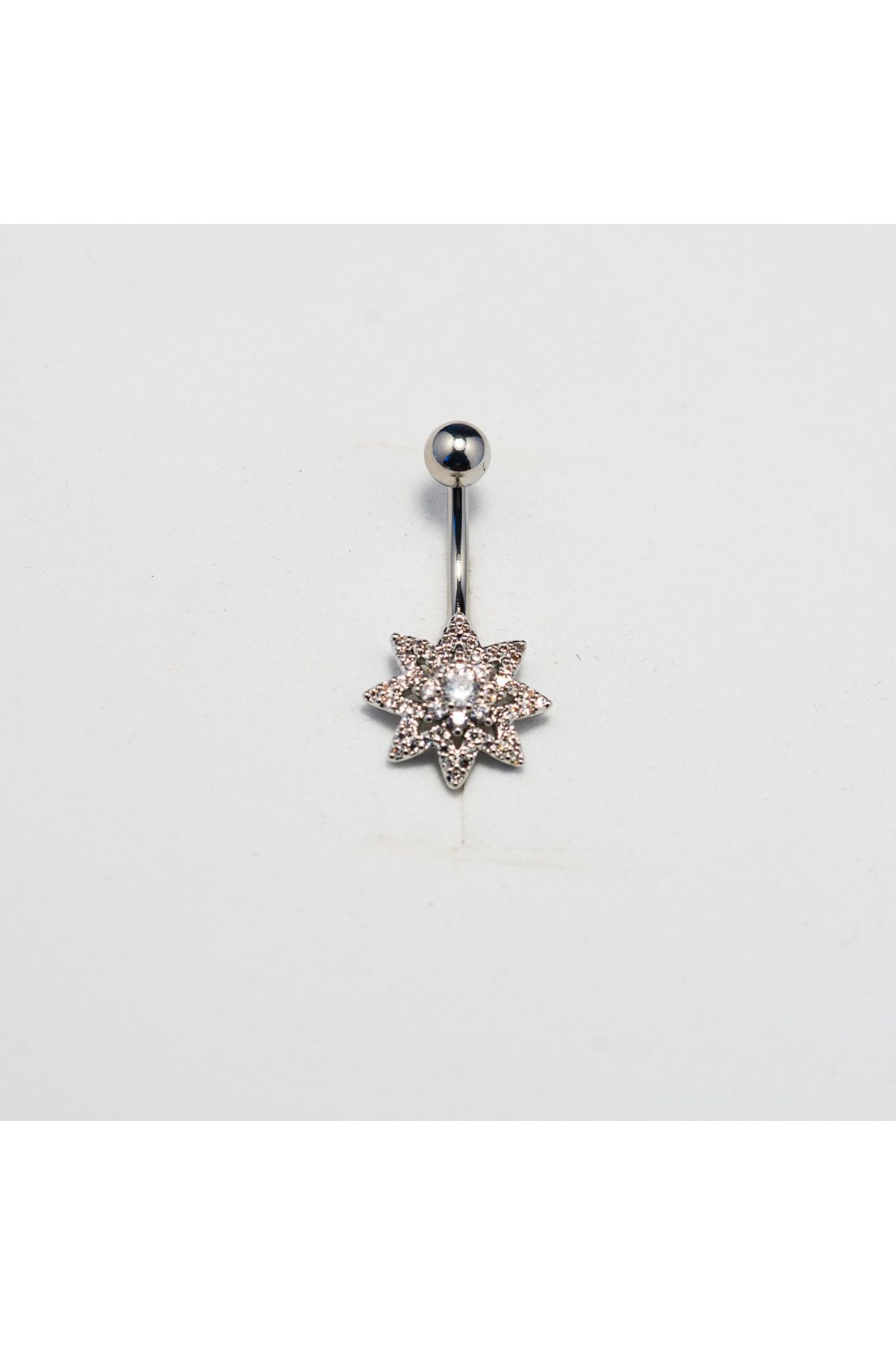 Piercing by Sever YILDIZ MODEL CERRAHİ ÇELİK GÖBEK BELLY PIERCING… GÜMÜŞ/SILVER RENKLİ ve ŞEFFAF TAŞLI.