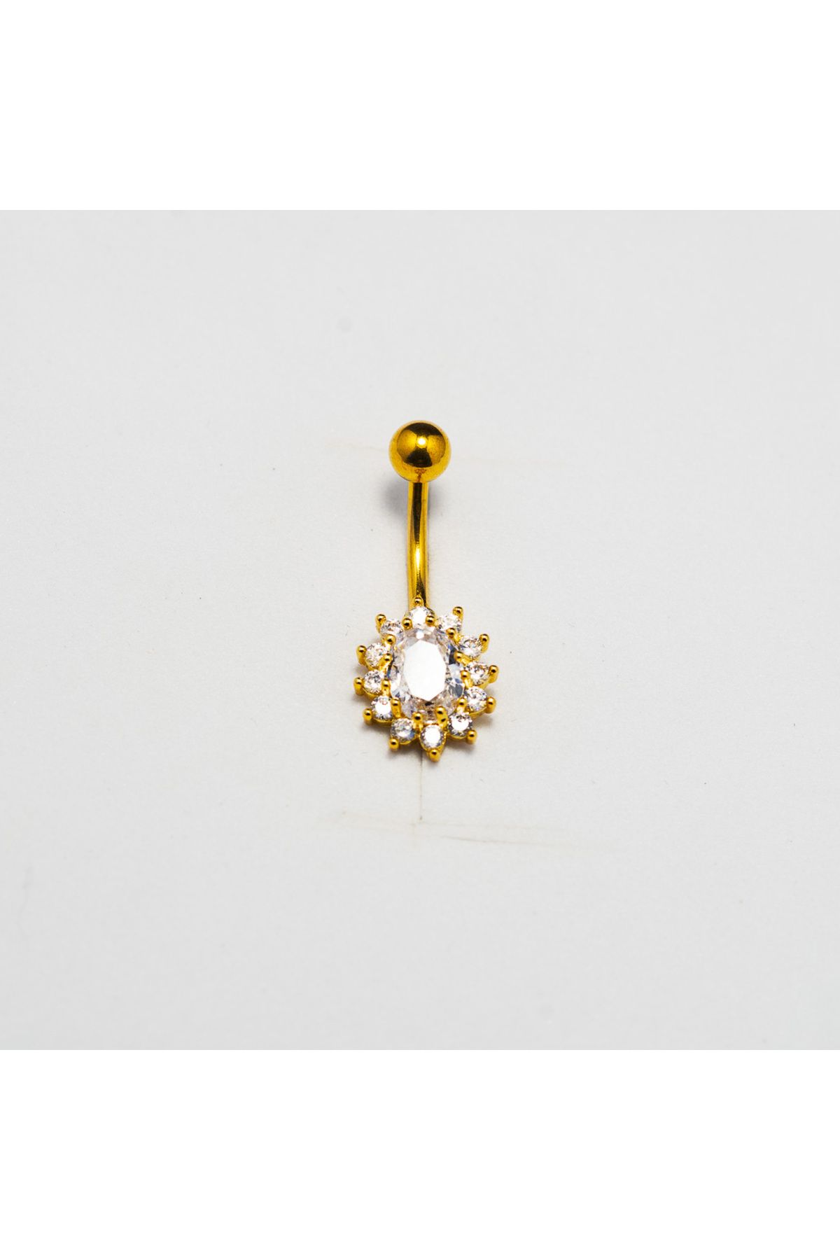 Piercing by Sever GÜNEŞ ÇİÇEK MODEL CERRAHİ ÇELİK GÖBEK BELLY PIERCING… ALTIN/GOLD RENKLİ ve ŞEFFAF TAŞLI.
