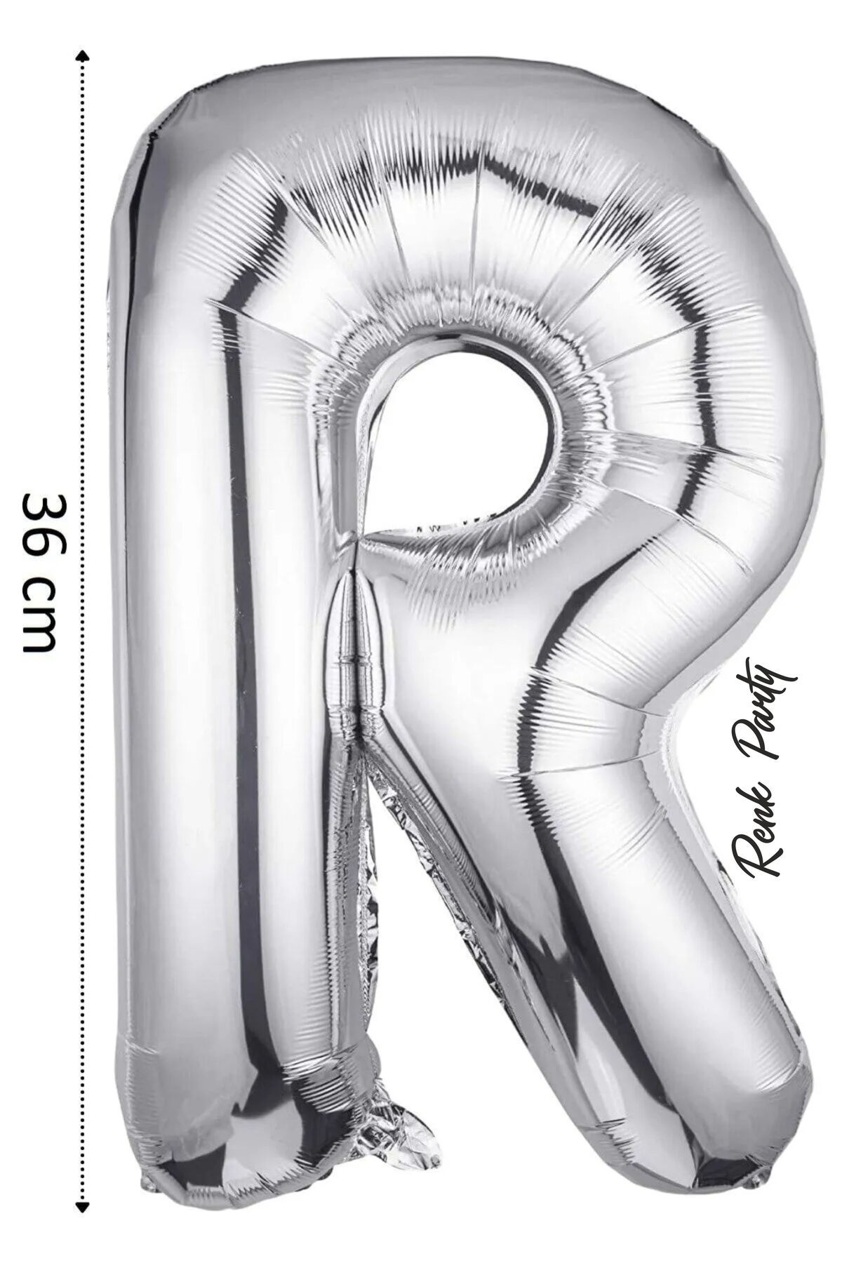 renk party Folyo Balon R Harfi Helyum Balon 36 cm Gümüş Renk - R Harf Balon - Harf Folyo Balon - 16 Inch