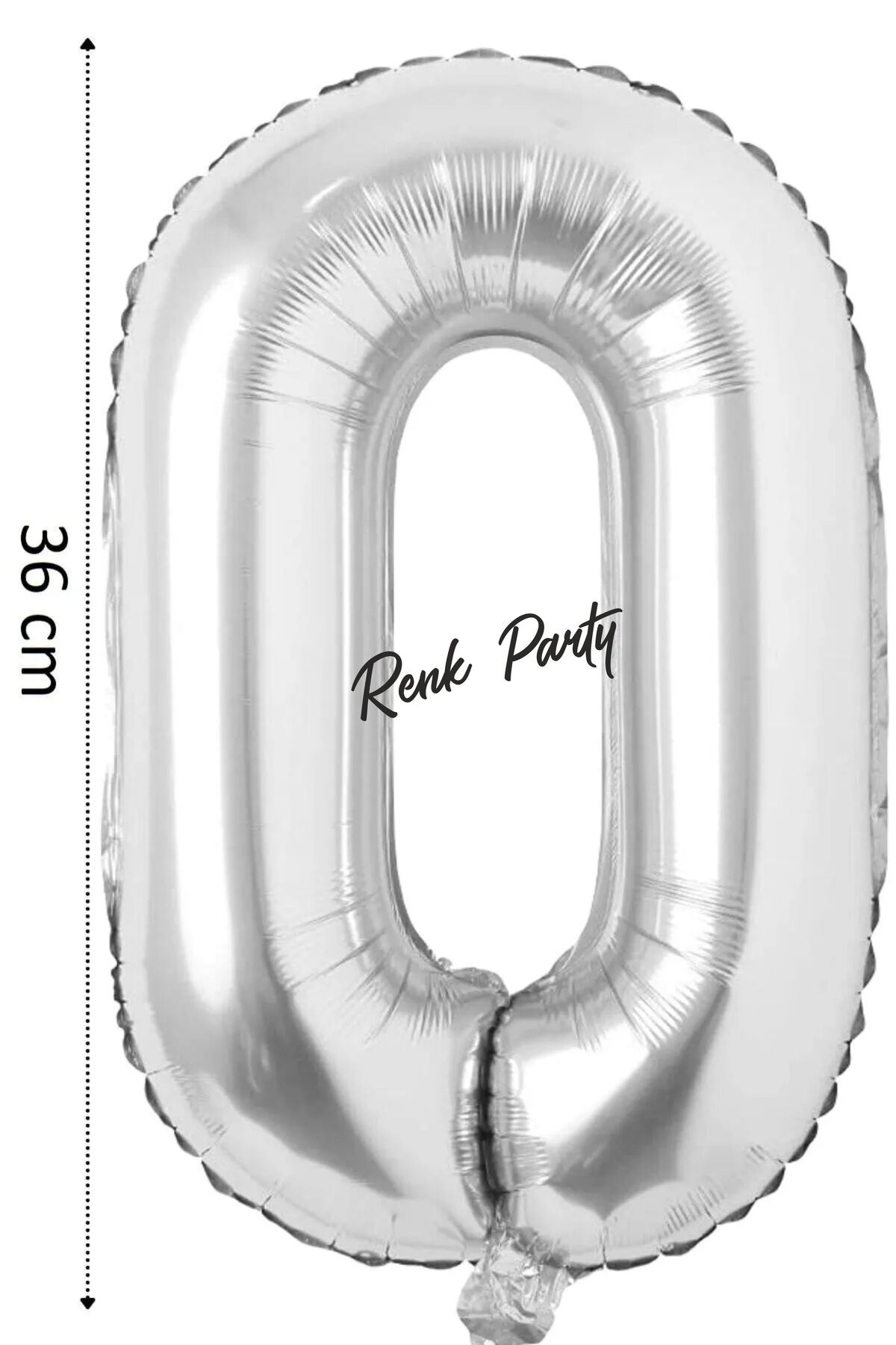 renk party Folyo Balon 0 Rakamı Helyum Balon 36 Cm Gümüş Renk - 0 Yaş Balonu - 0 Rakam Balon - 16 Inch