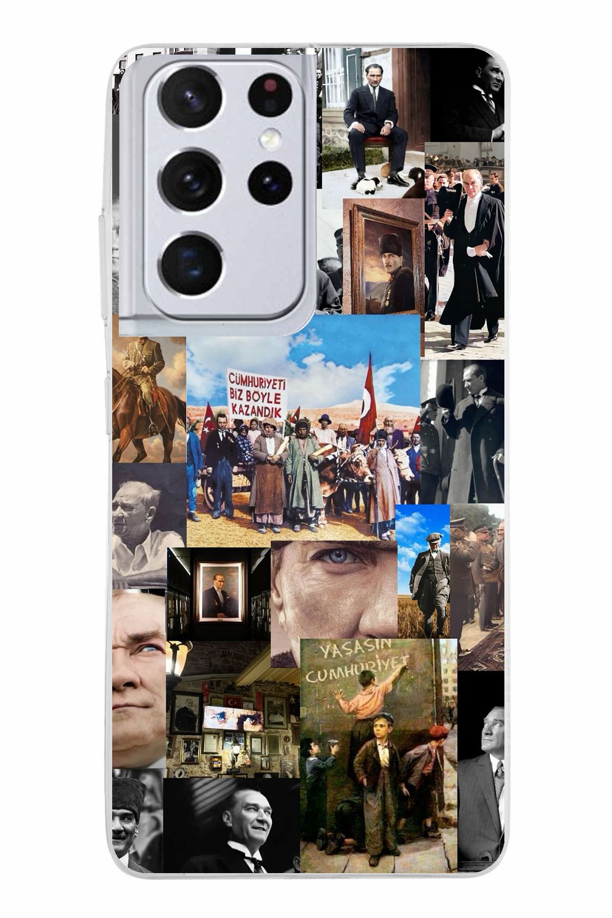 TechTree Samsung Galaxy S21 ULTRA Uyumlu Atatürk Cumhuriyet Şeffaf Silikon Kılıf