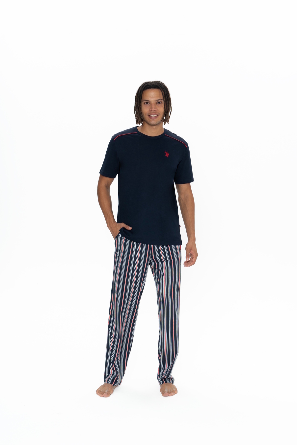U.S. Polo Assn. U.S. Polo Assn. Erkek %100 Pamuk Lacivert 3'Lü Pijama Takımı - SREIA18D90D5D