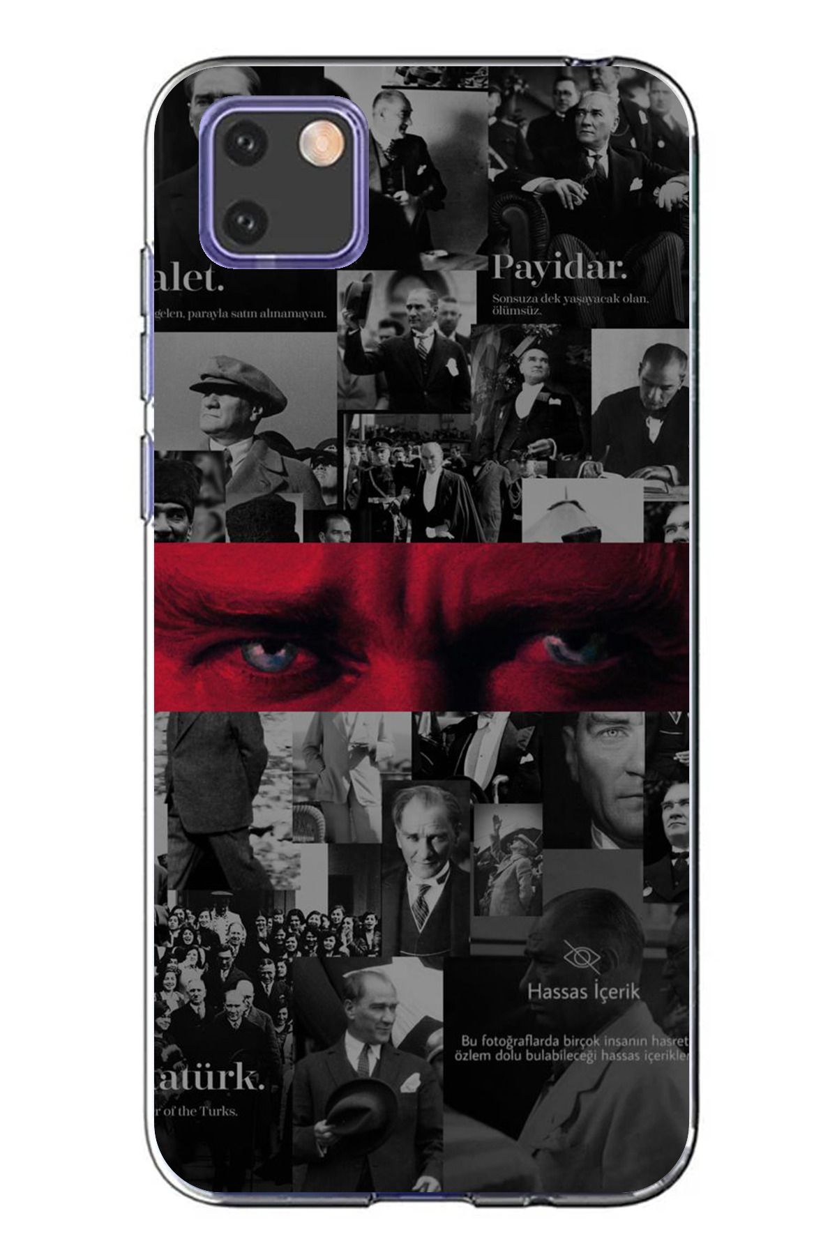 TechTree Huawei Y5P Uyumlu Atatürk Gözler Tasarım Şeffaf Silikon Kılıf