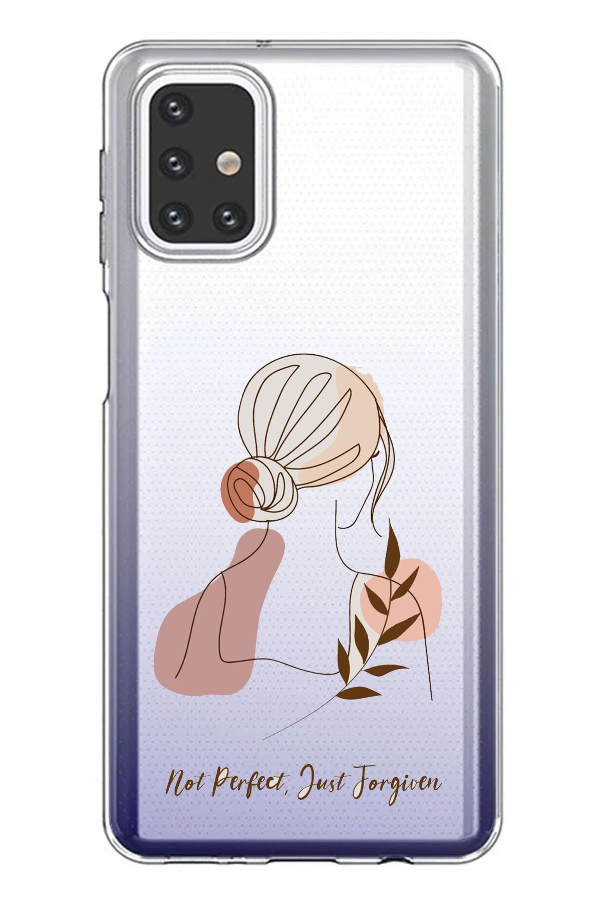TechTree Samsung Galaxy M31S Uyumlu Not Perfect Just Forgiven Tasarımlı Şeffaf Silikon Kılıf