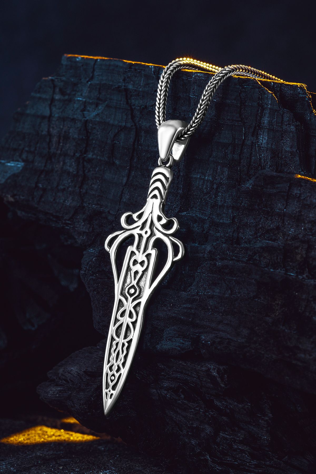 OSMANLI GÜMÜŞ Erkek 925 Ayar Gümüş Viking Kılıcı Kolye Spartalı Savaşçı Temalı Özel Tasarım