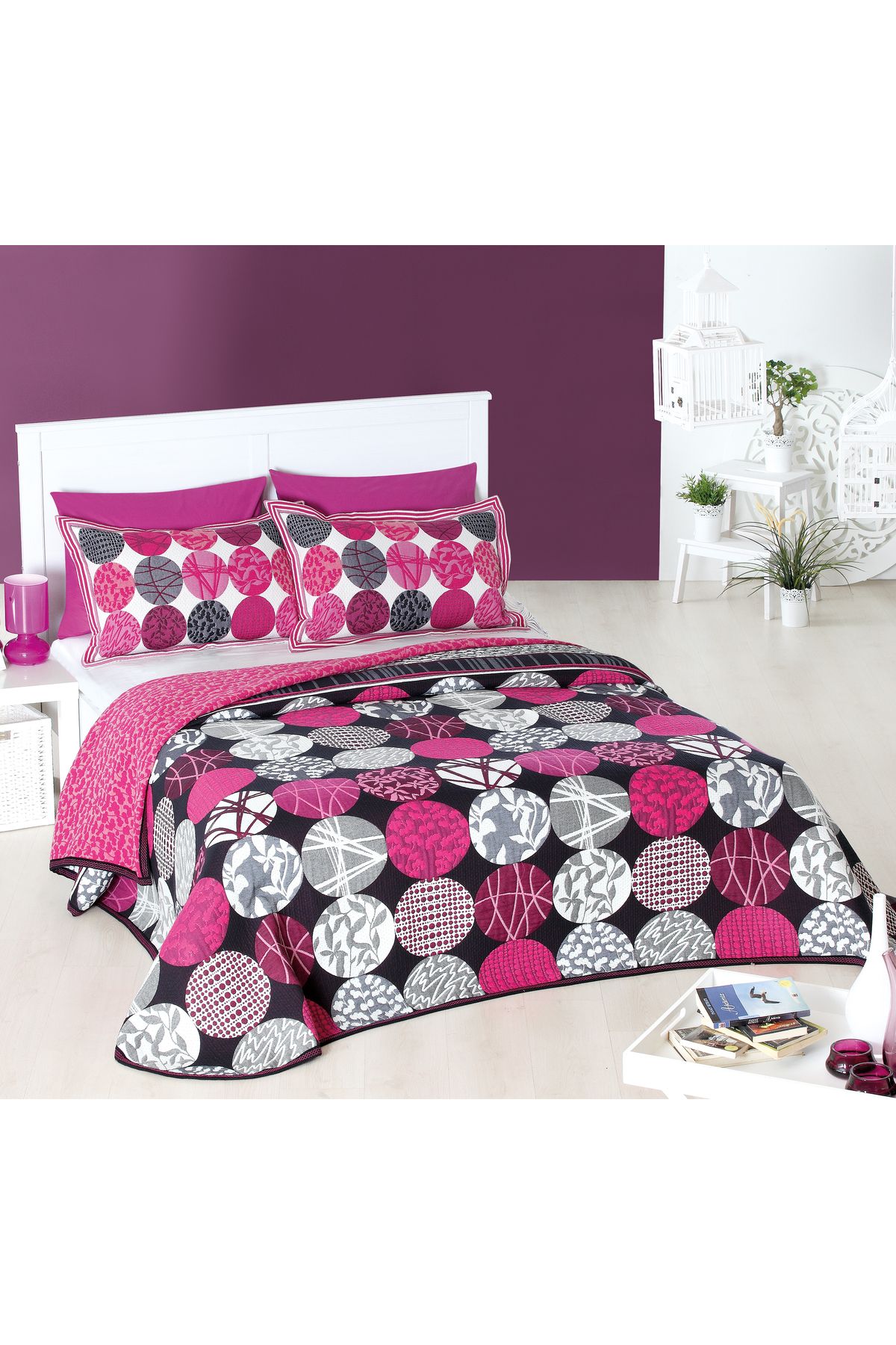 NEEA HOME Belinda 3 Parça Yatak Örtüsü Seti | 260X260 Çift Kişilik | Jakarlı Dokuma | %60 Pamuk %40 Polyester