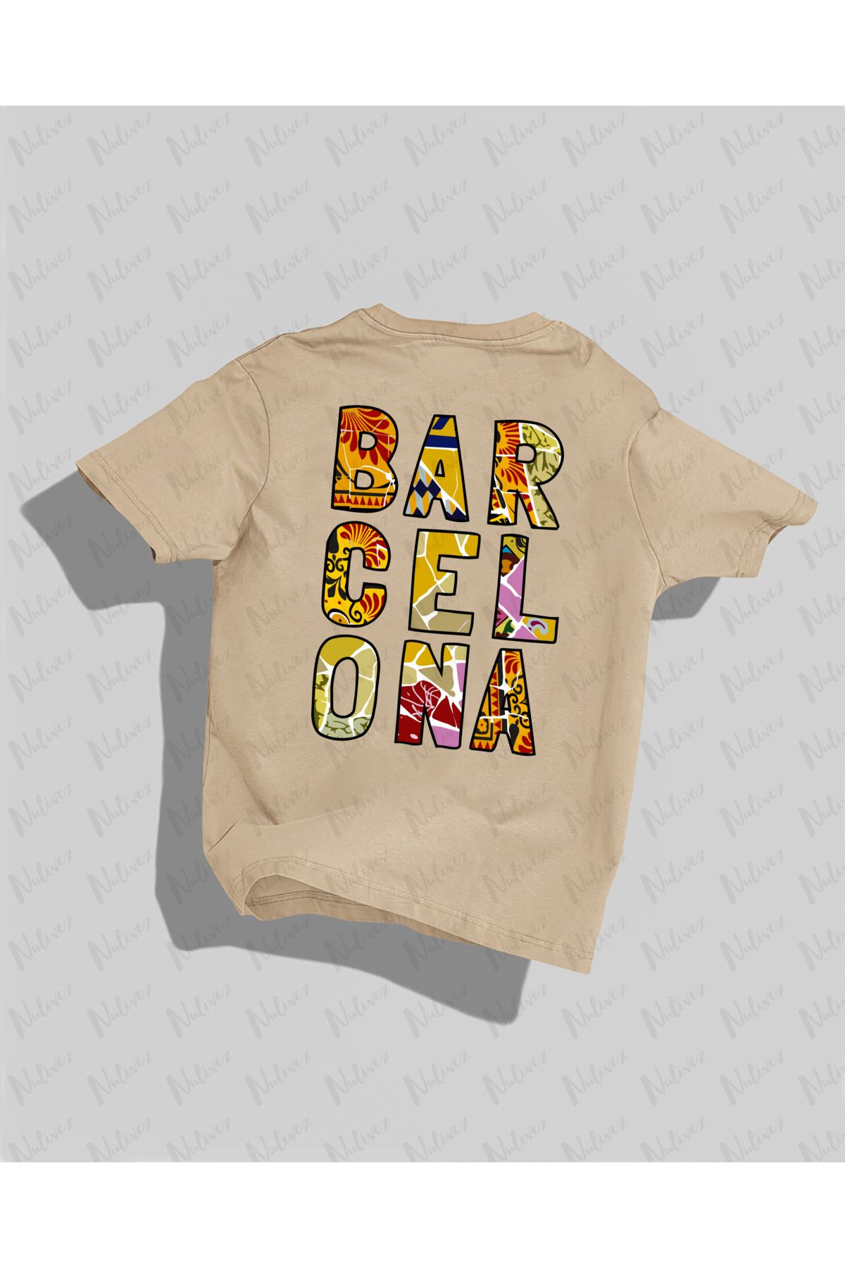 Nulivez Barcelona Tasarımı Baskılı Yüksek Kalite Kompakt Unisex Oversize T-Shirt