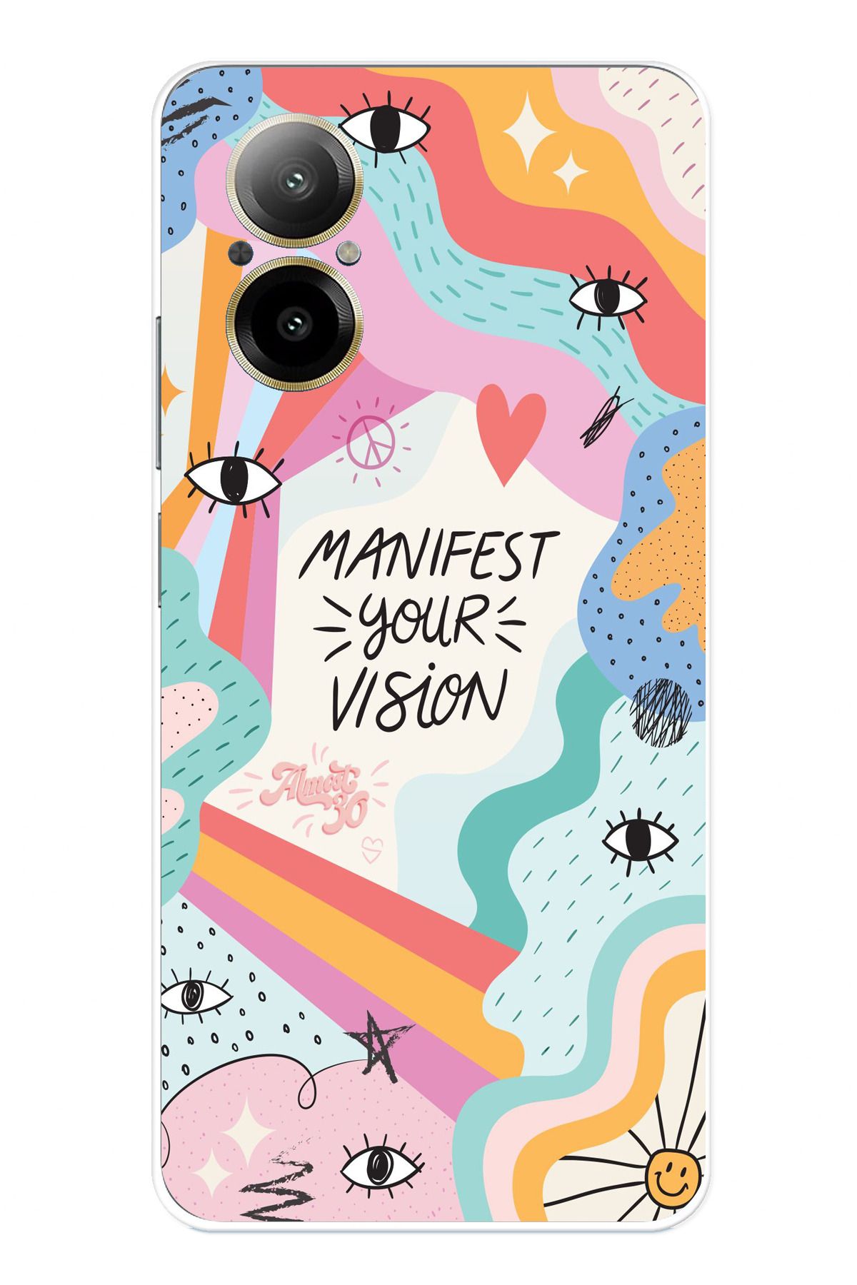 TechTree Realme 12 Lite Uyumlu Manifest your vision Vizyon Tasarımlı Şeffaf Silikon Kılıf
