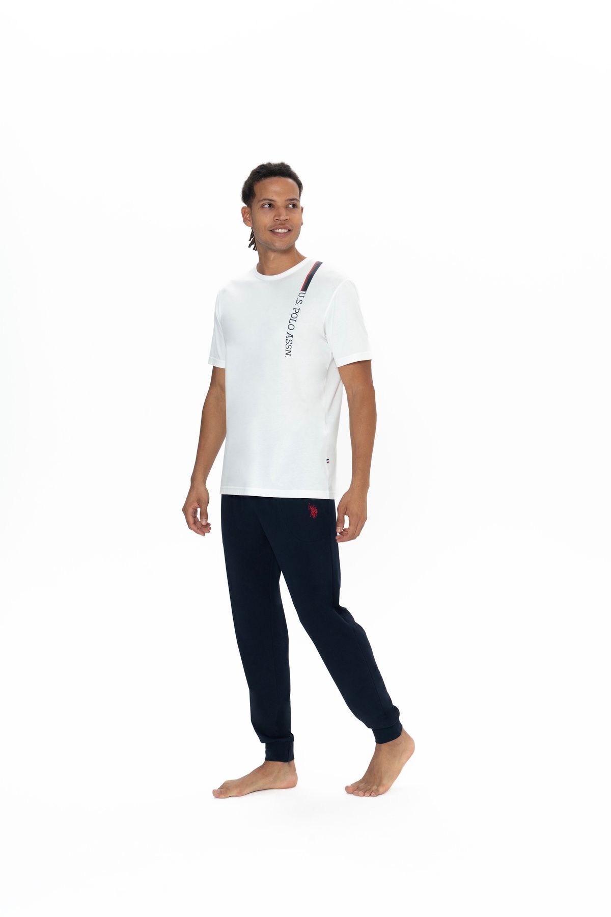 U.S. Polo Assn. U.S. Polo Assn. Erkek Ekru %100 Pamuk Pijama Takımı - SREIA18J89P0V