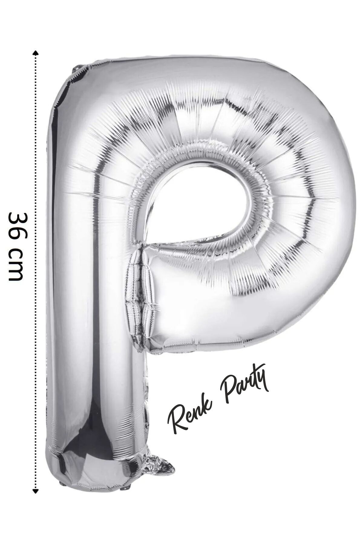 renk party Folyo Balon P Harfi Helyum Balon 36 cm Gümüş Renk - P Harf Balon - Harf Folyo Balon - 16 Inch