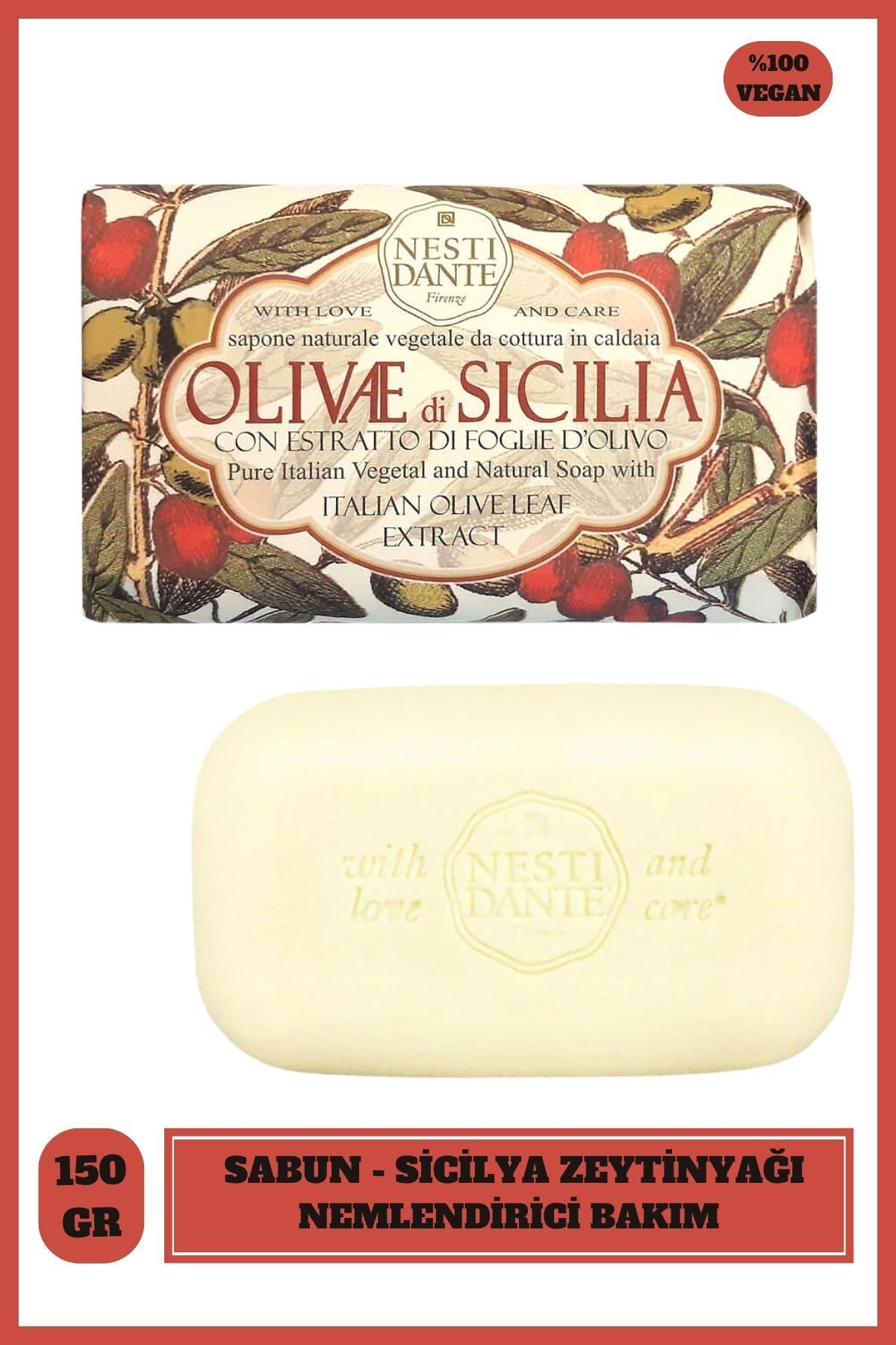 Nesti Dante-Olivae Di Sicilia 150 g Solid Soap - Moisturizing and Olive Extract 1