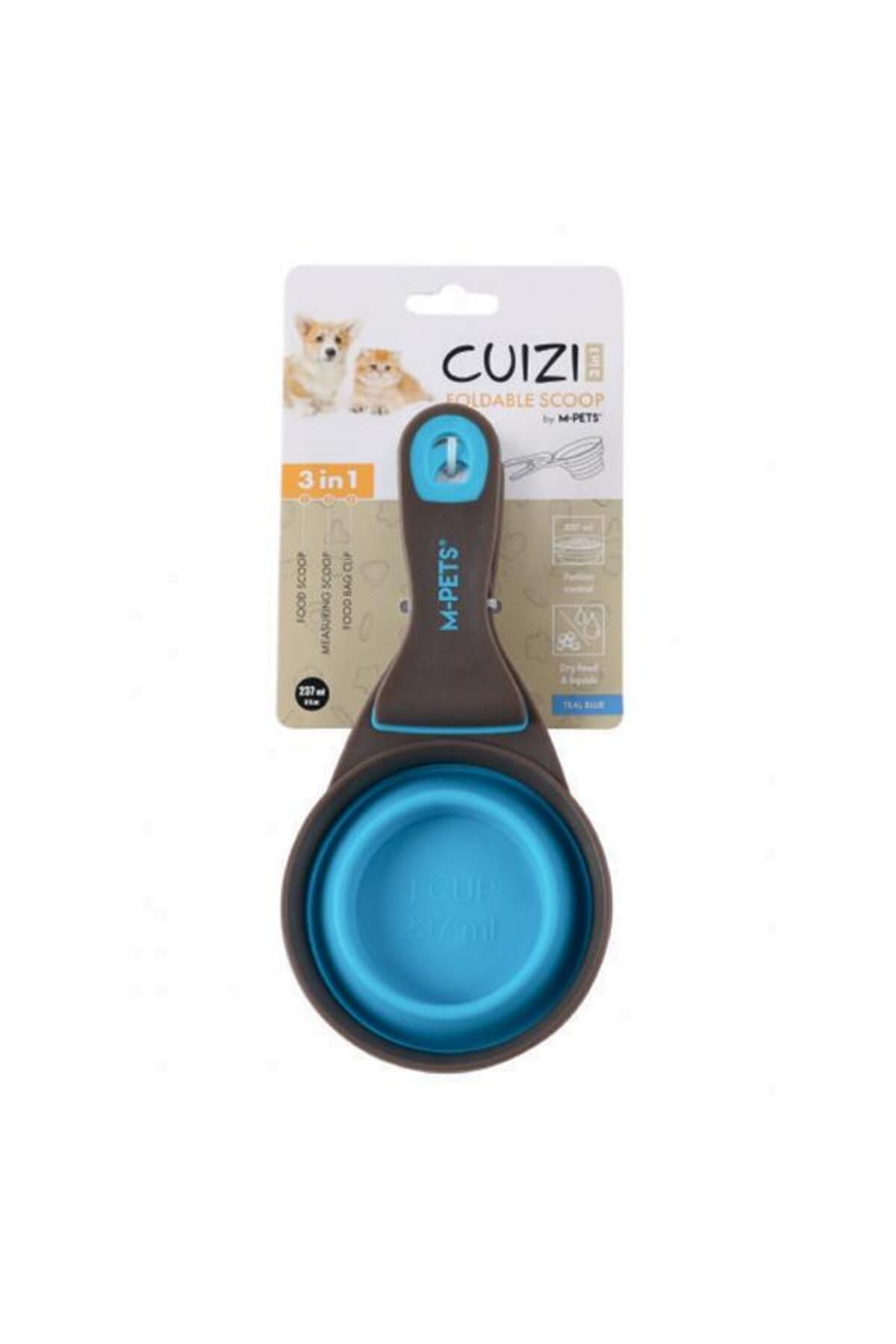 M-PETS Cuizi 3in1 Fonksiyonel Mama Ölçü Kabı 237ml Mavi