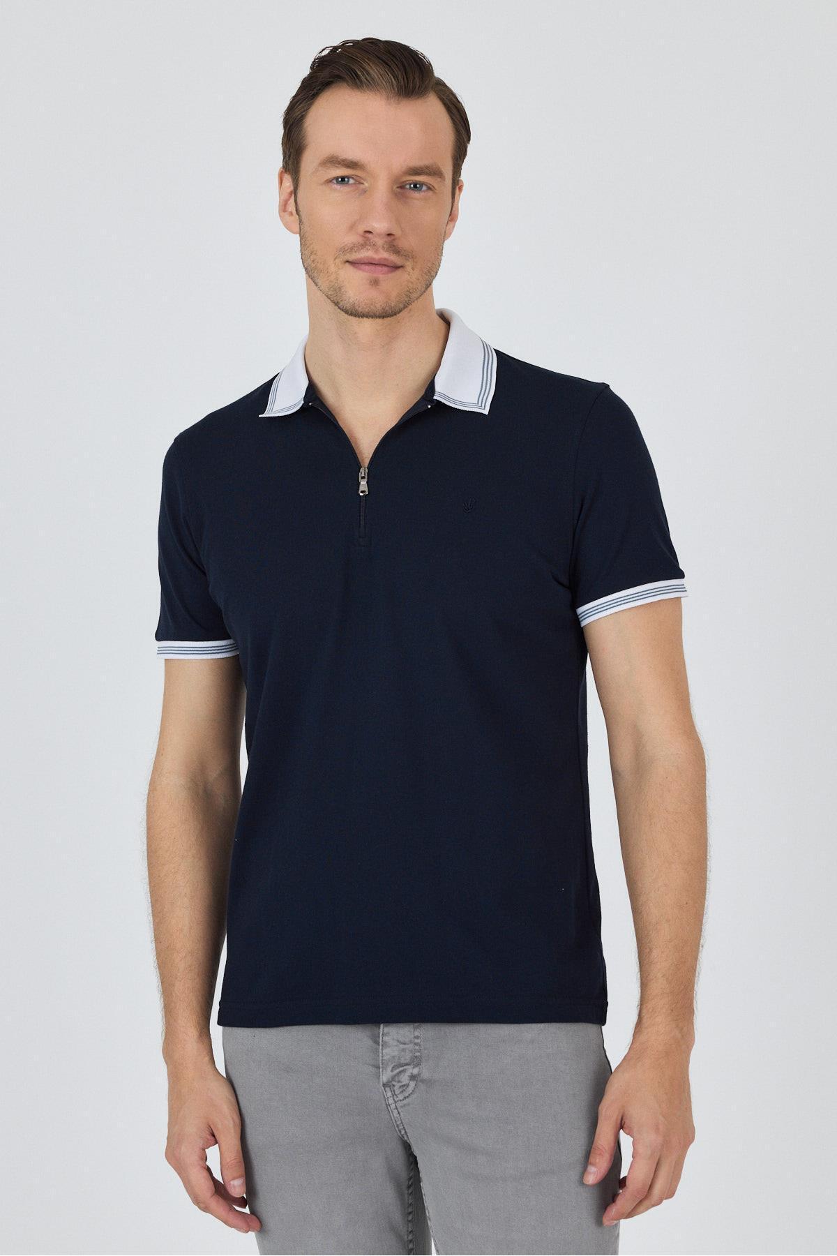 İmza Kısa Kol Düz Pike Polo Yaka Cepsiz %100 Pamuk Slim Fit Tişört 1011250130