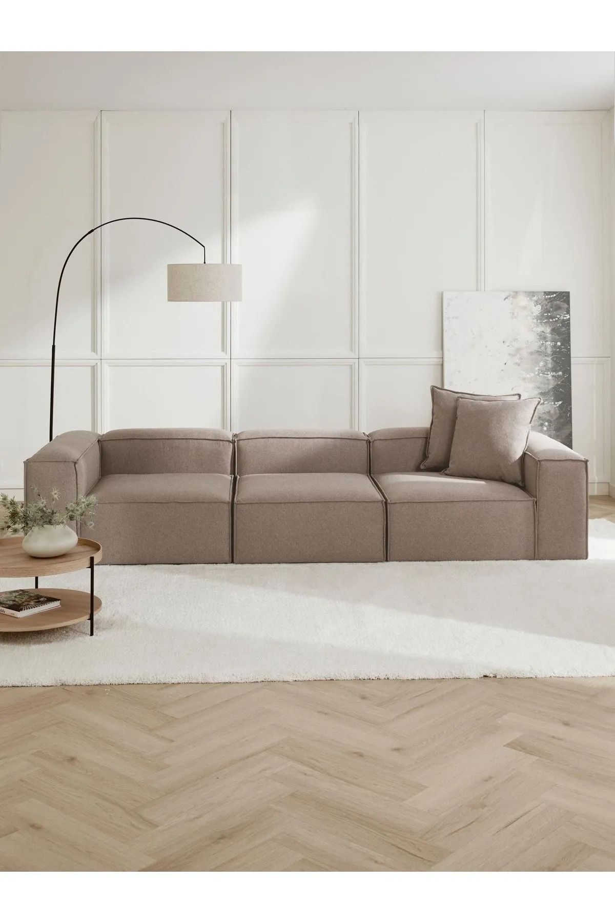 Salonev Salon Ev Soft Köşe Koltuk Takımı 3 Modül Koyu Antrasit Keten Kumaş Işbir Sünger(dairenize Teslim)