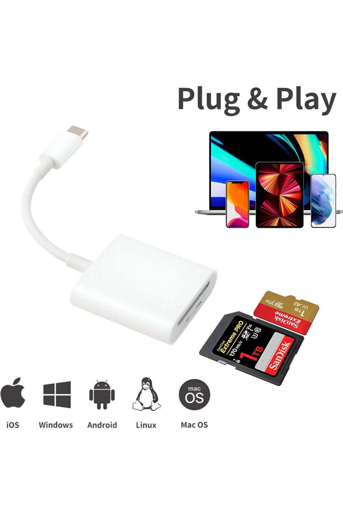 Velixo-USB-C Card Reader, Fast Transfer, Plug & Play, SD/MicroSD/TF Support, Compact, Portable, Universal 5