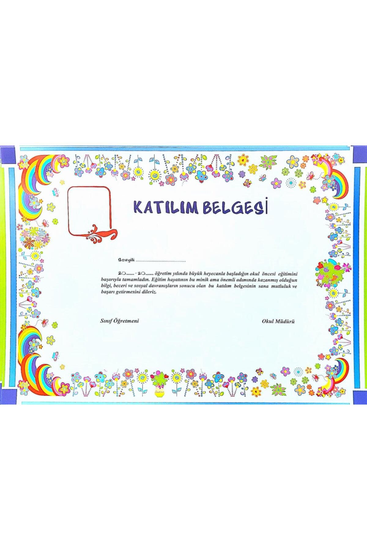 Harika Çocuk Yayınları Okul Öncesi Anasınıfı Karne Hediyesi Katılım Belgesi - 15 Adet - Kuşe Kağıt