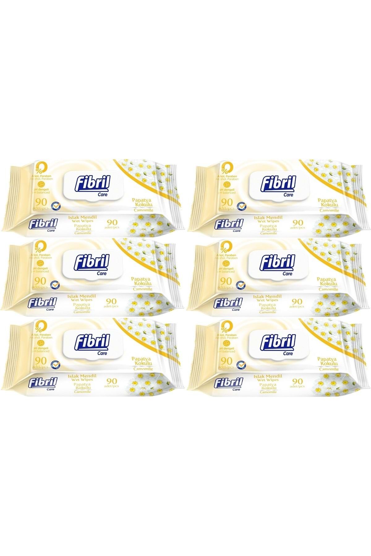 Fibril Islak Havlu Mendil 90 Yaprak Papatya Plastik Kapaklı (6 LI SET) 540 Yaprak