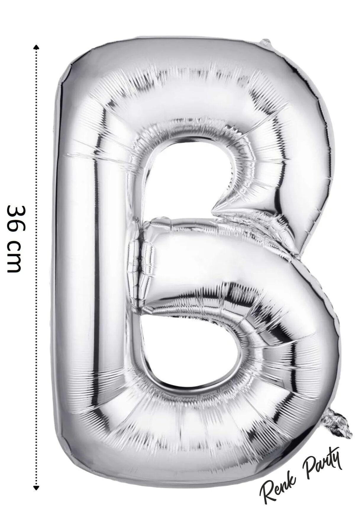 renk party Folyo Balon B Harfi Helyum Balon 36 cm Gümüş Renk - B Harf Balon - Harf Folyo Balon - 16 Inch
