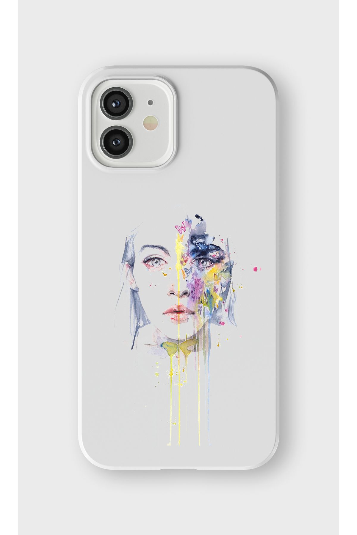 lelia iPhone 12 Uyumlu Kadın Figürü Tasarımlı İçi Kadife Lansman Beyaz Silikon Kılıf