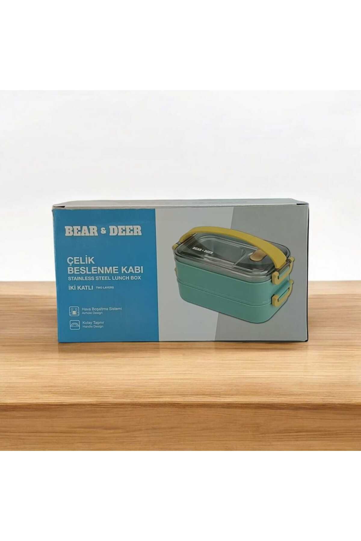 Bd B&D Beslenme Kabı Launch Box İki Katlı İki Bölmeli Çelik bes011 (Karışık Renklerde 1 Adet)