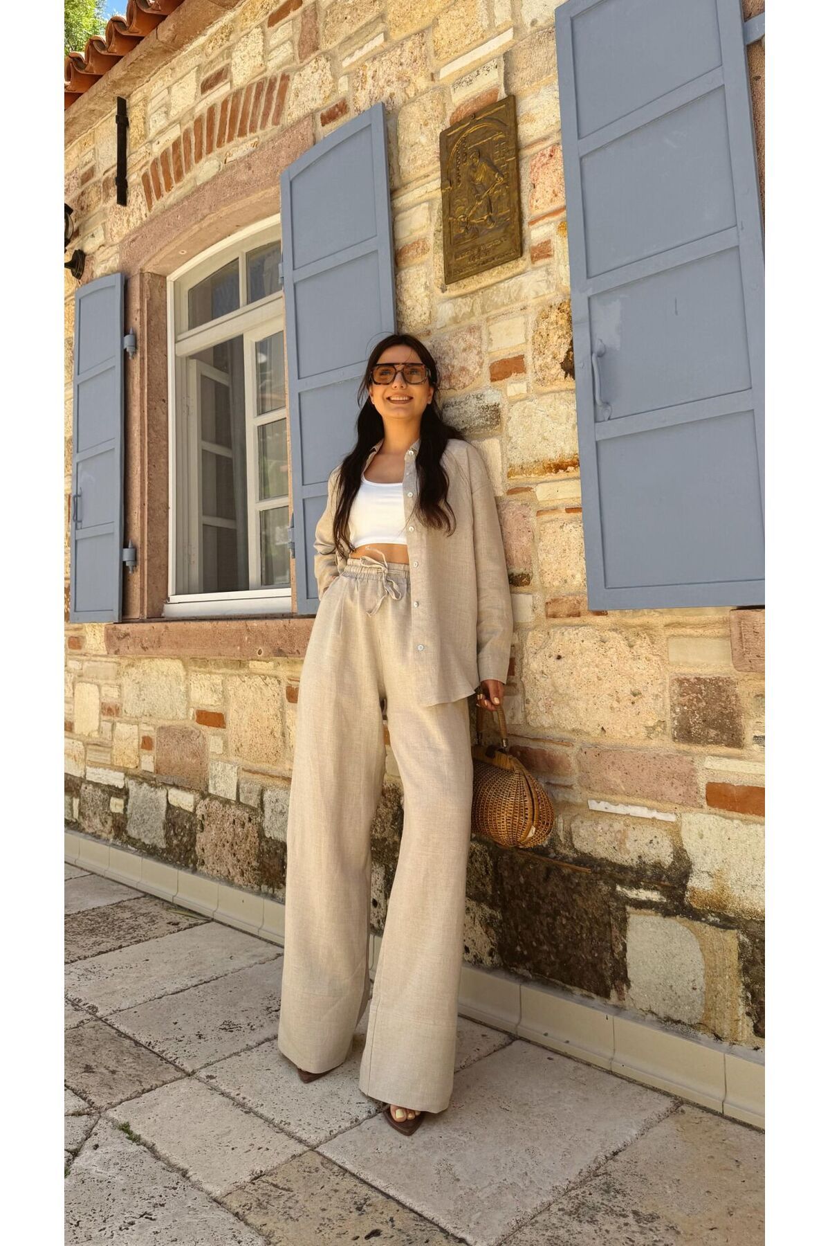 Fistan Byn Melisa Premium Keten Pantolon Natural