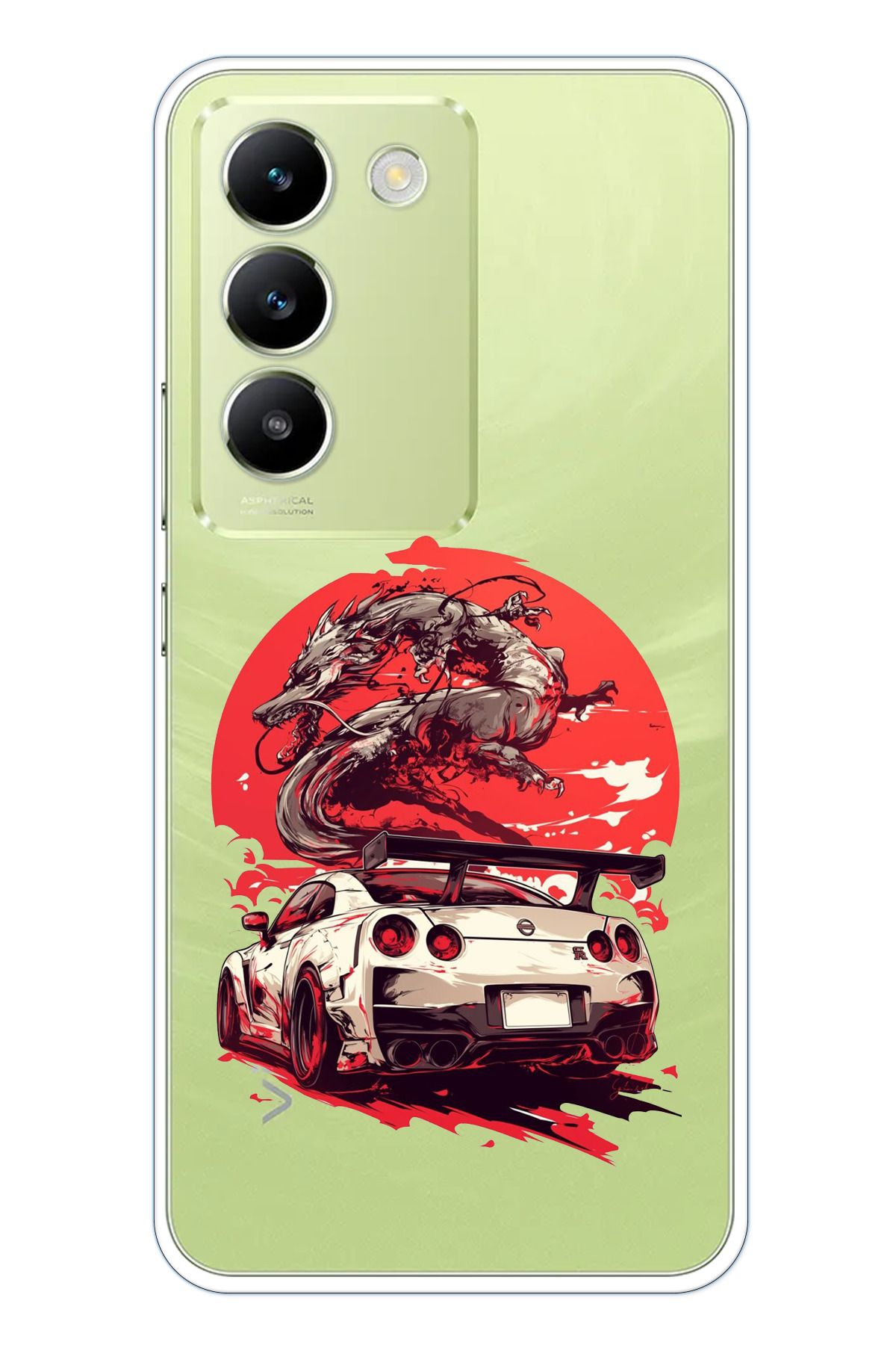 TechTree Vivo V30 Lite Uyumlu GTR Ejderha Tasarımlı Şeffaf Silikon Kılıf