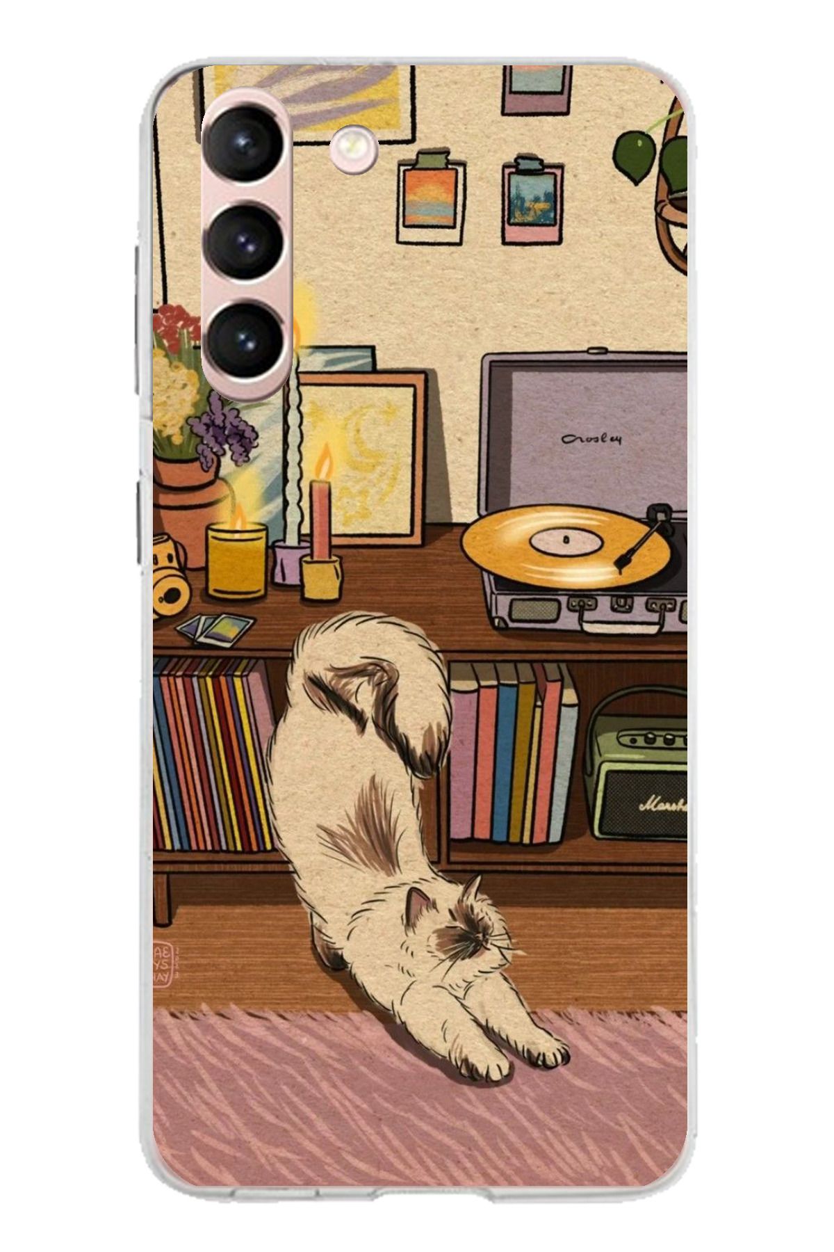 TechTree Samsung Galaxy S21 Uyumlu Nostaljik Köpek Tasarımlı Şeffaf Silikon Kılıf