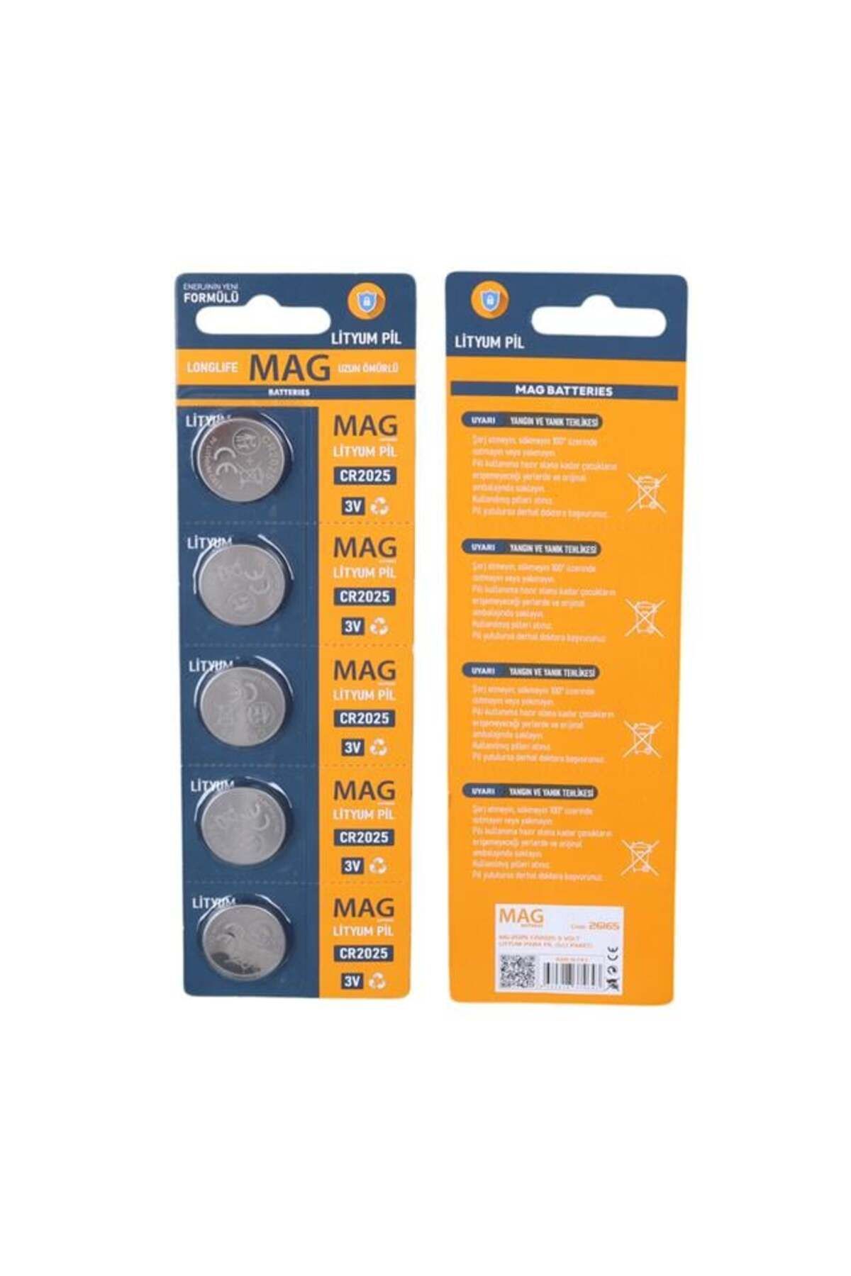 Mag batteries MG-2025 CR2025 3 Volt Lityum Para Pil (5'Li Blister Paket)