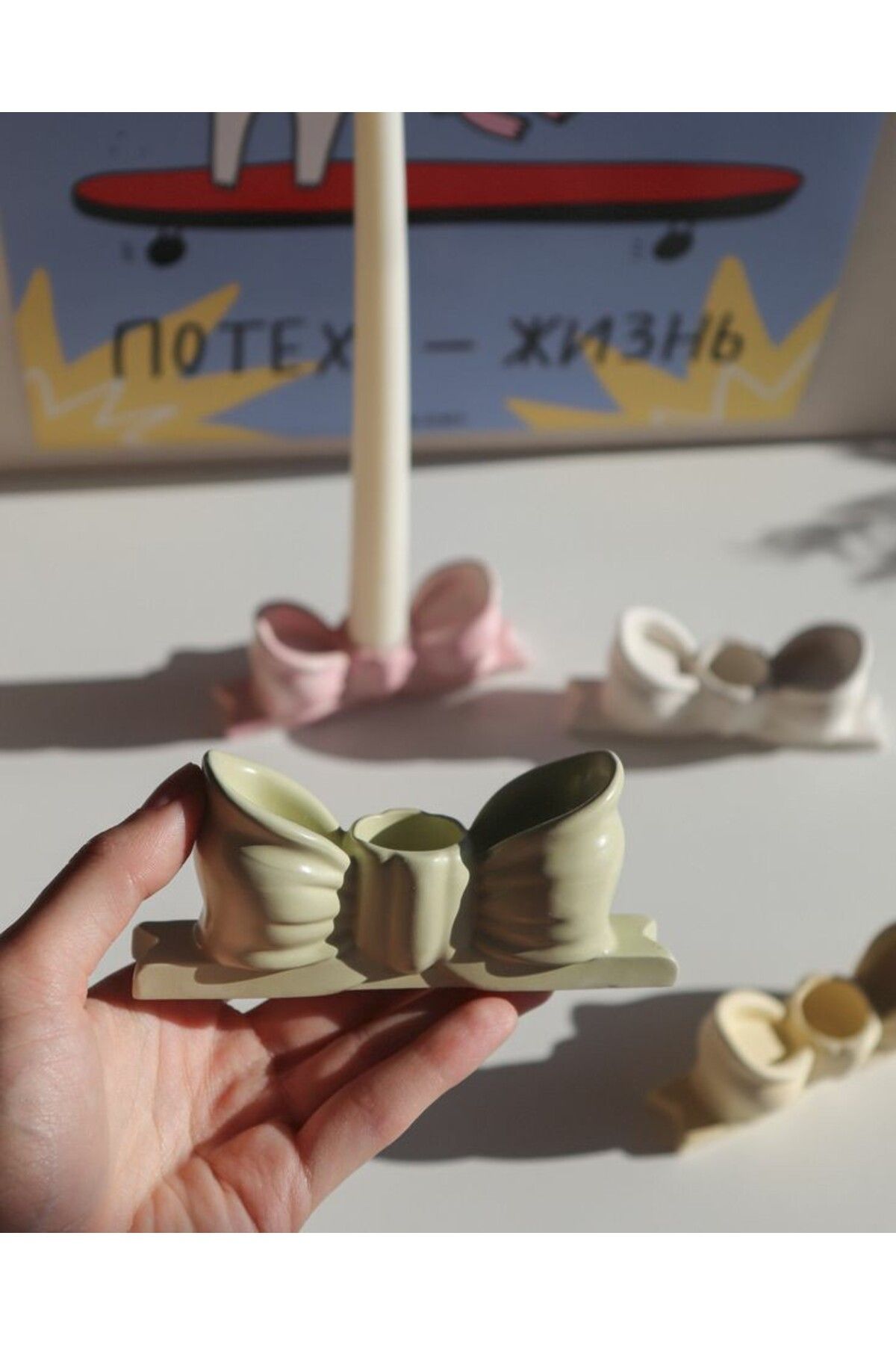 beautystyle Pinterest 2'li fiyonk şamdan -Çok Renkli