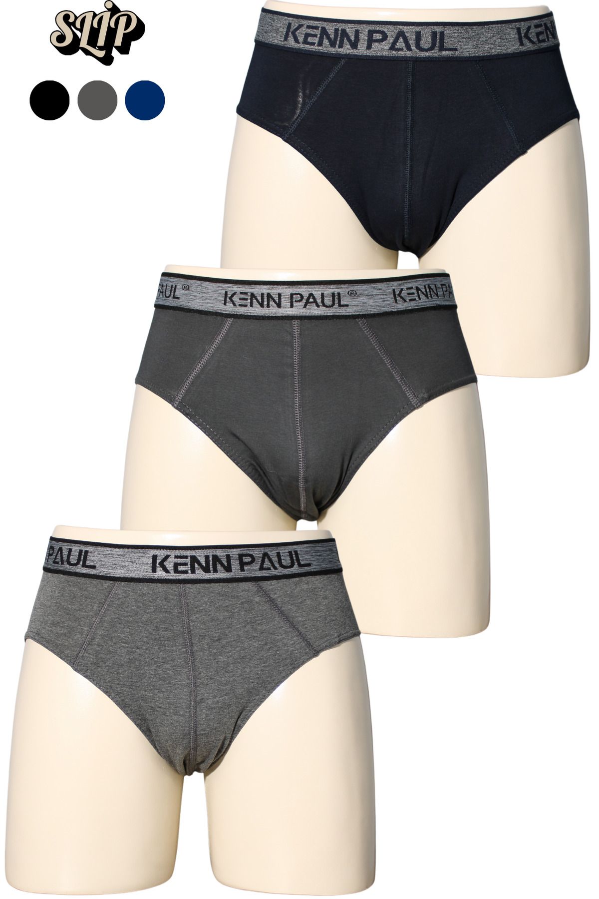 Kennpaul 3'lü Erkek Düz Pamuklu Koyu Renk Boxer | Slip Boxer