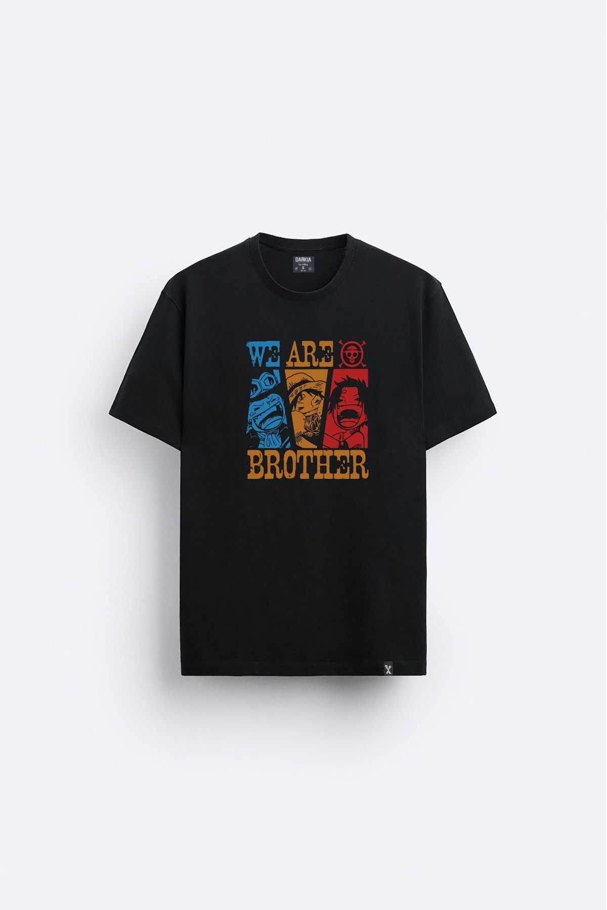 Darkia Anime One Piece Monkey D. Luffy Baskılı Bisiklet Yaka Siyah Tişört T-shirt