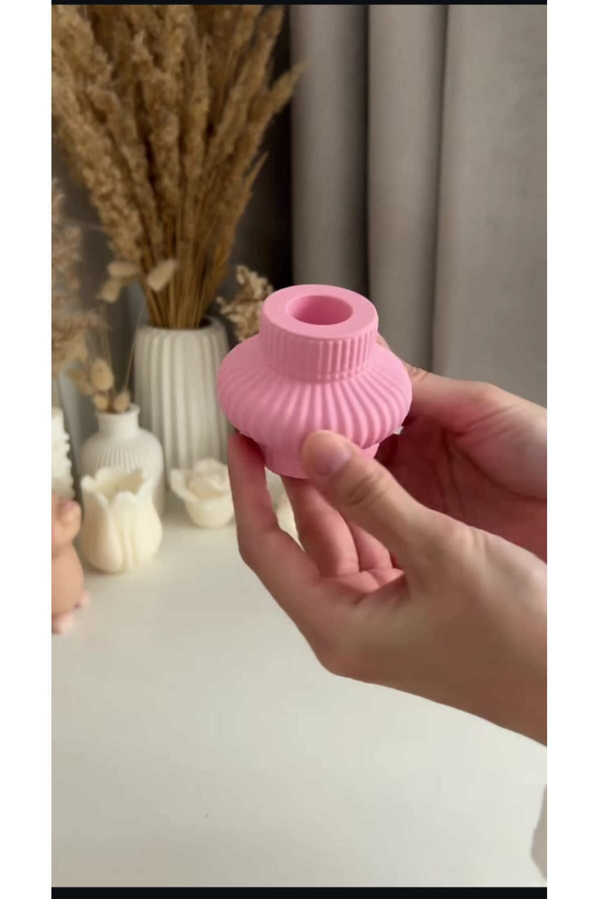 beautystyle Dekoratif Mumluk Şamdanlık 2 li Ev Dekorasyon Şamdanlık -Pembe