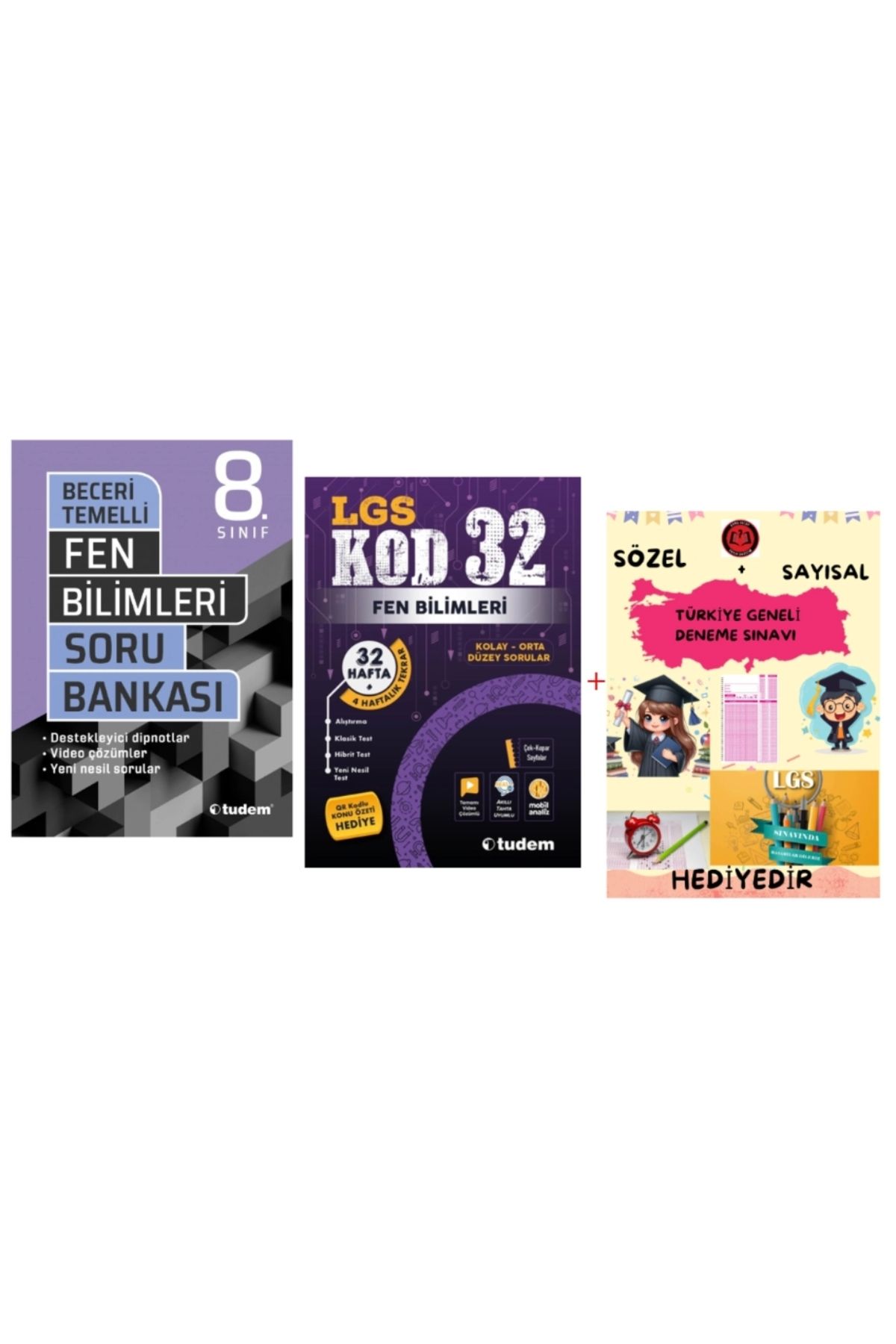 Tudem Yayınları TUDEM YAYINLARI LGS FEN BİLİMLERİ BECERİ TEMELLİ SORU BANKASI - FEN BİLİMLERİ KOD 32 DENEME - HEDİYE