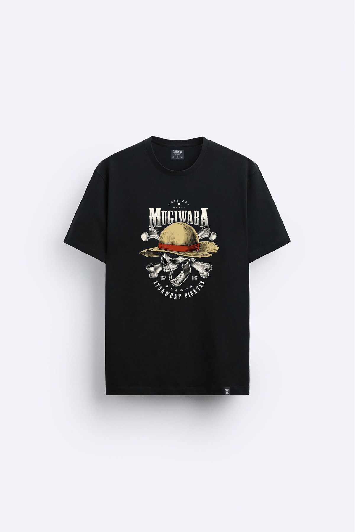 Darkia Anime One Piece Monkey D. Luffy Baskılı Bisiklet Yaka Siyah Tişört T-shirt