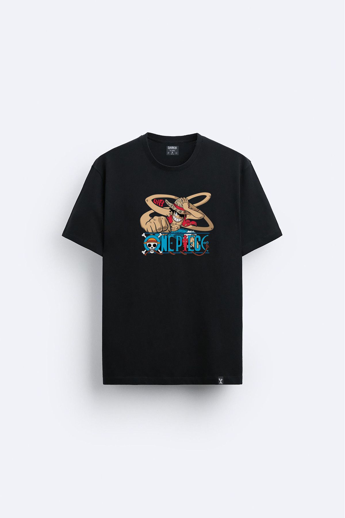 Darkia Anime One Piece Monkey D. Luffy Baskılı Bisiklet Yaka Siyah Tişört T-shirt
