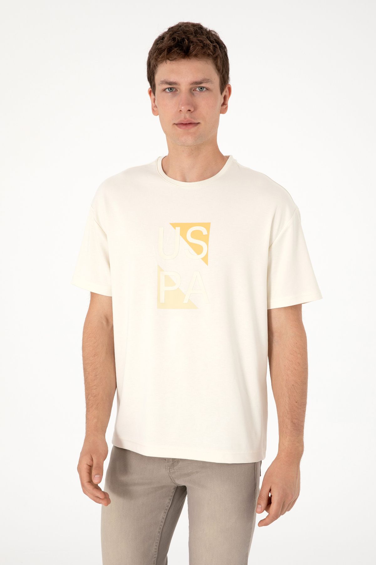 U.S. Polo Assn. Erkek Krem Tişört 50299882-VR071