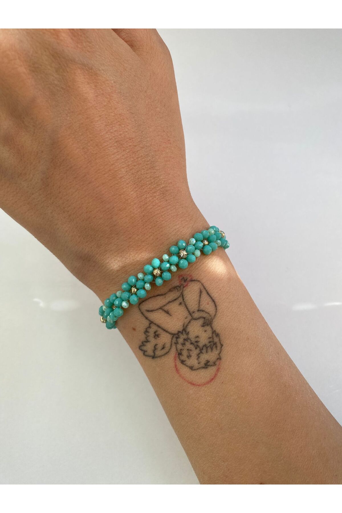 Ailahandmade ÇİÇEK BİLEKLİK TURKUAZ