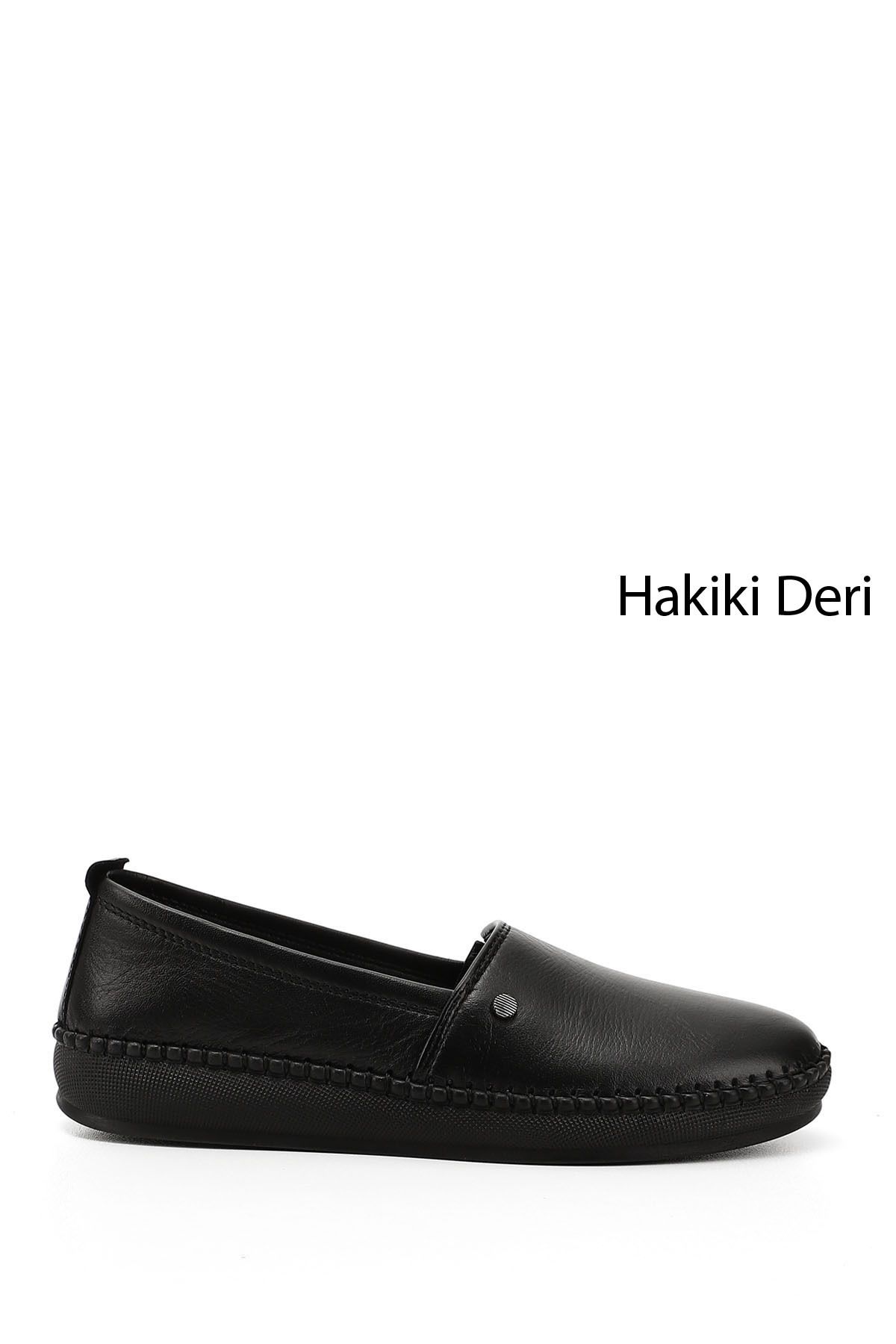 GÖNDERİ(R) Kadın / Kız Siyah Hakiki Deri Comfort Ayakkabı